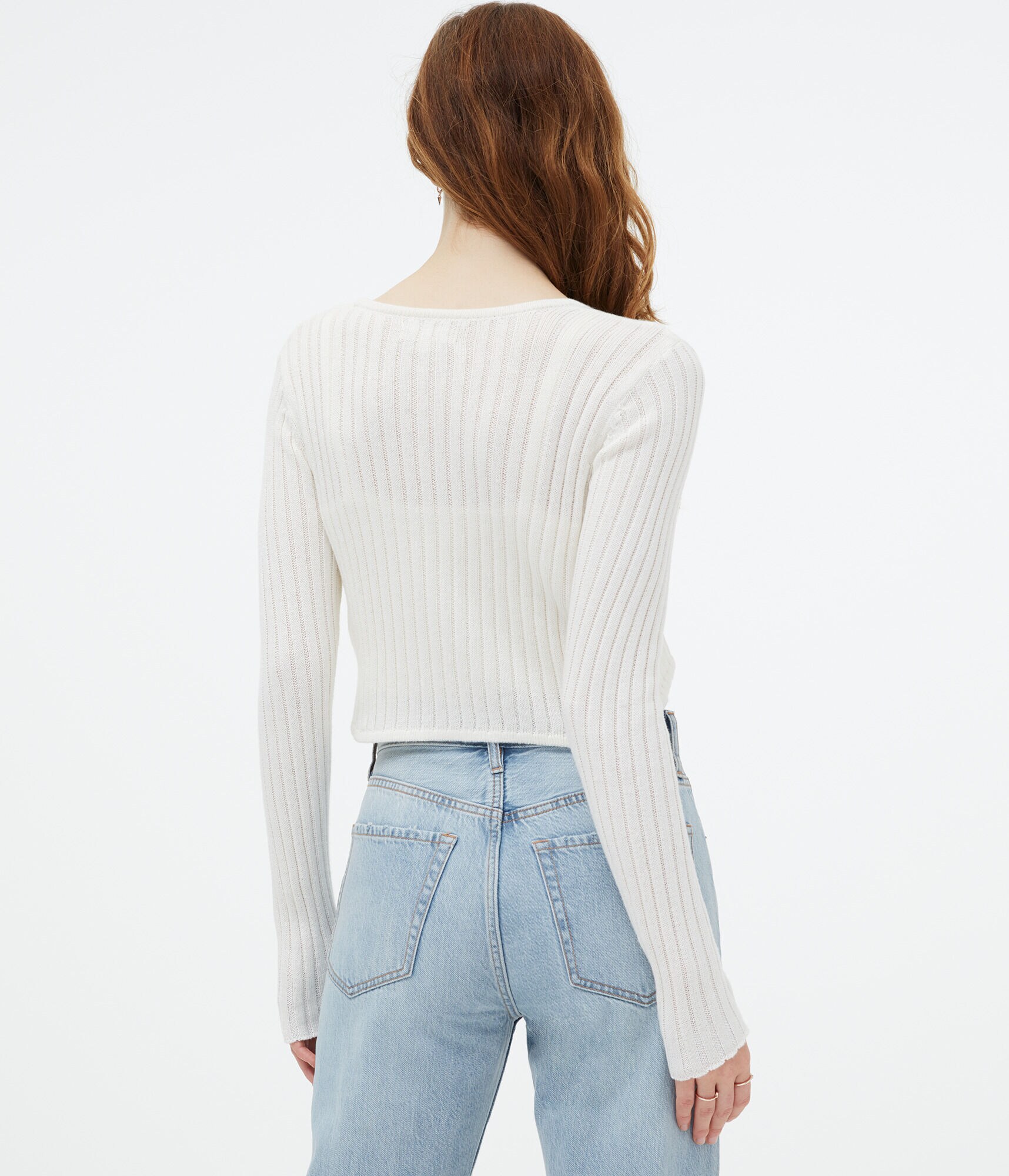 Ribbed Tie-Front Cropped Cardigan