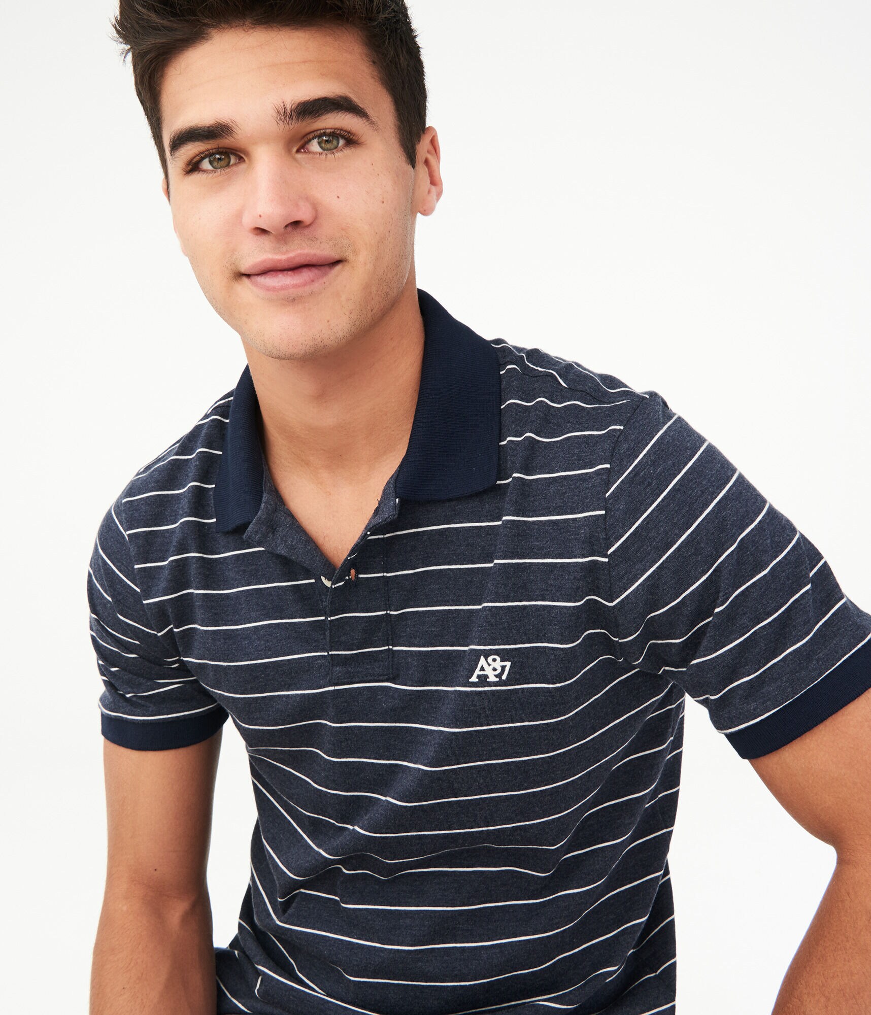 Thin Stripe Logo Jersey Polo