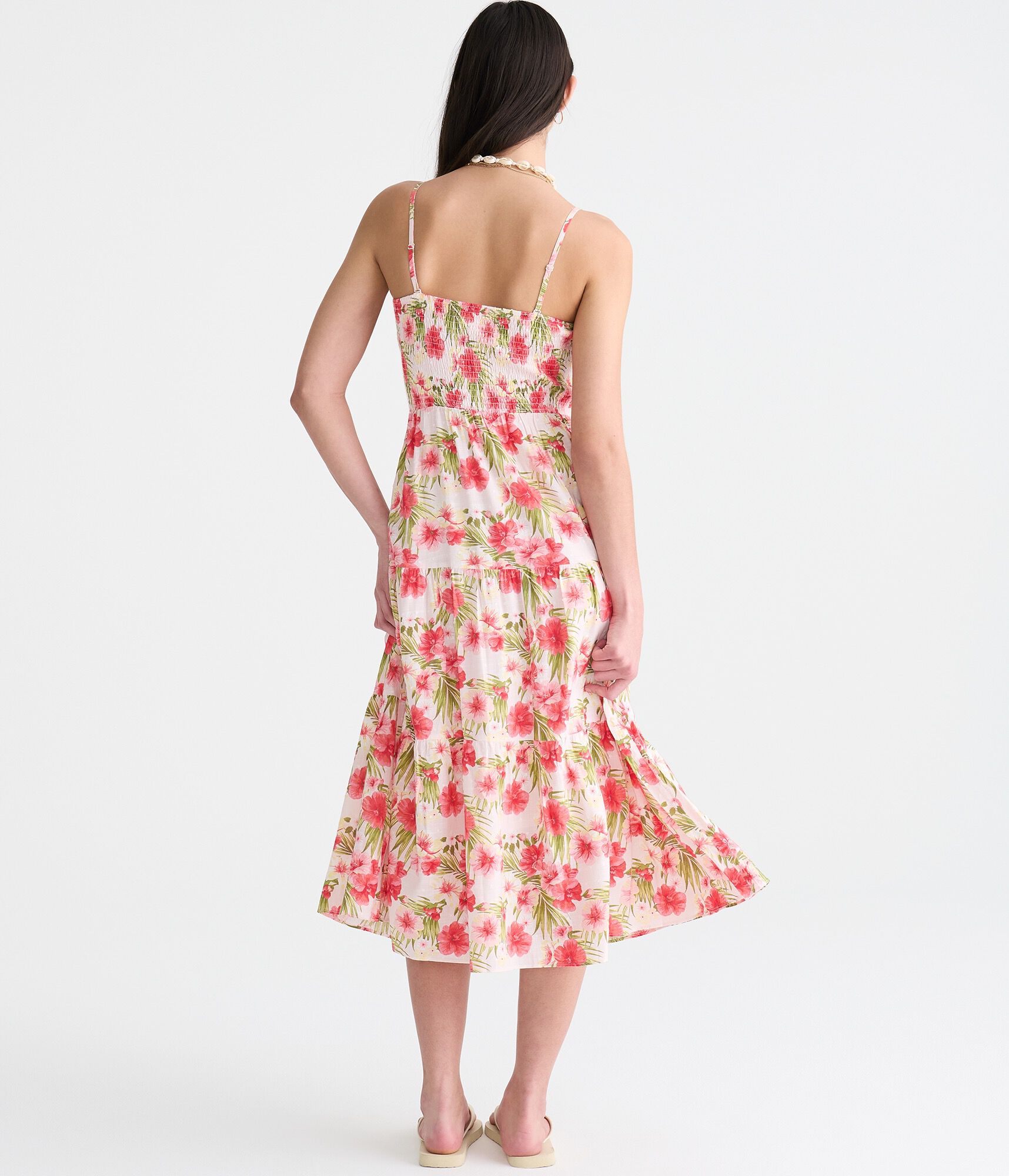 Floral Strapless Smocked Midi Dress