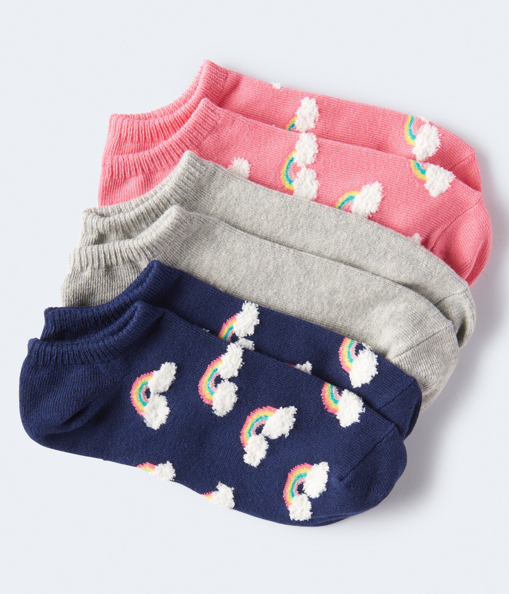 Fuzzy Cloud &amp; Rainbow Ankle Sock 3-Pack