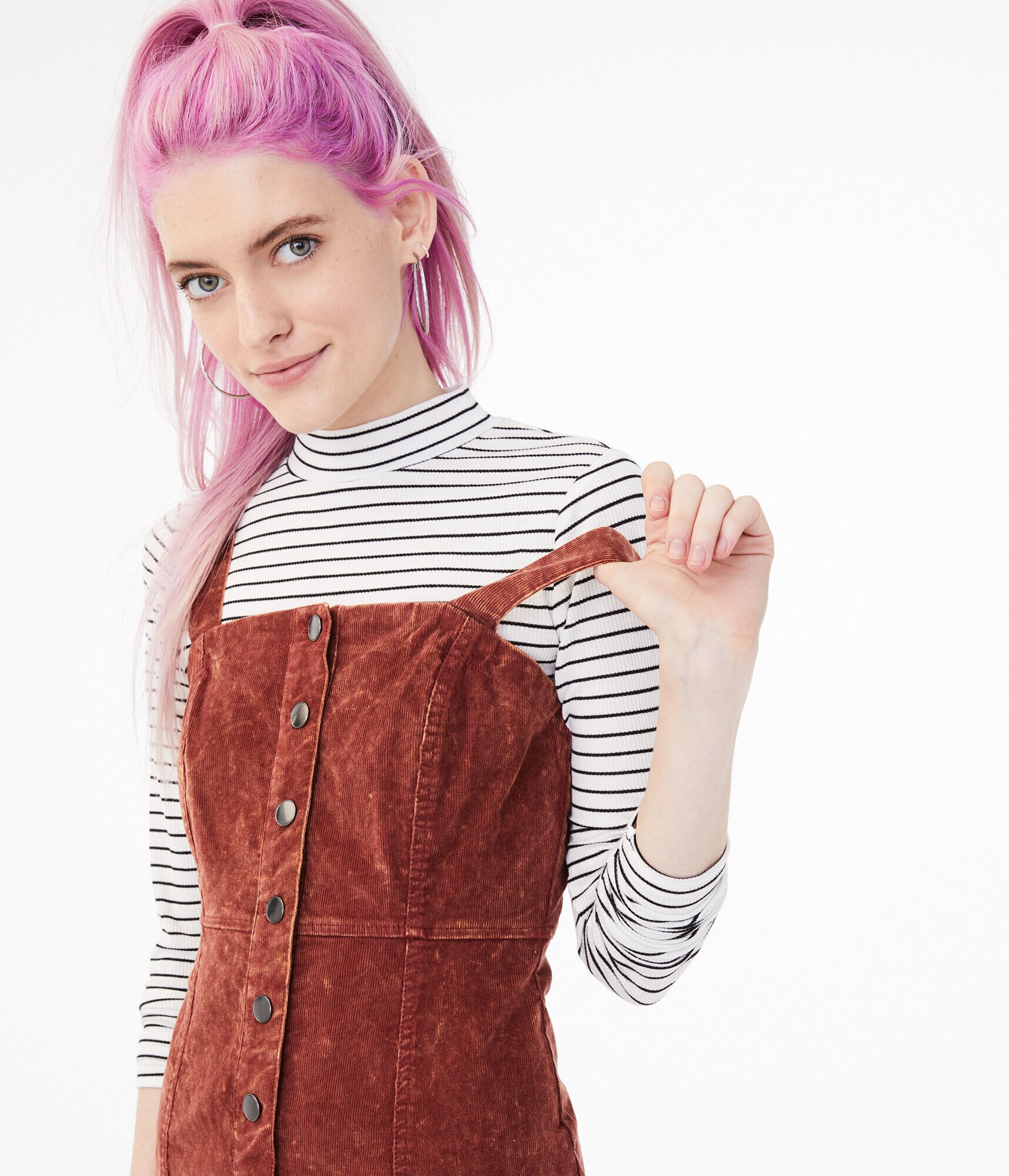 Corduroy Button-Front Dress