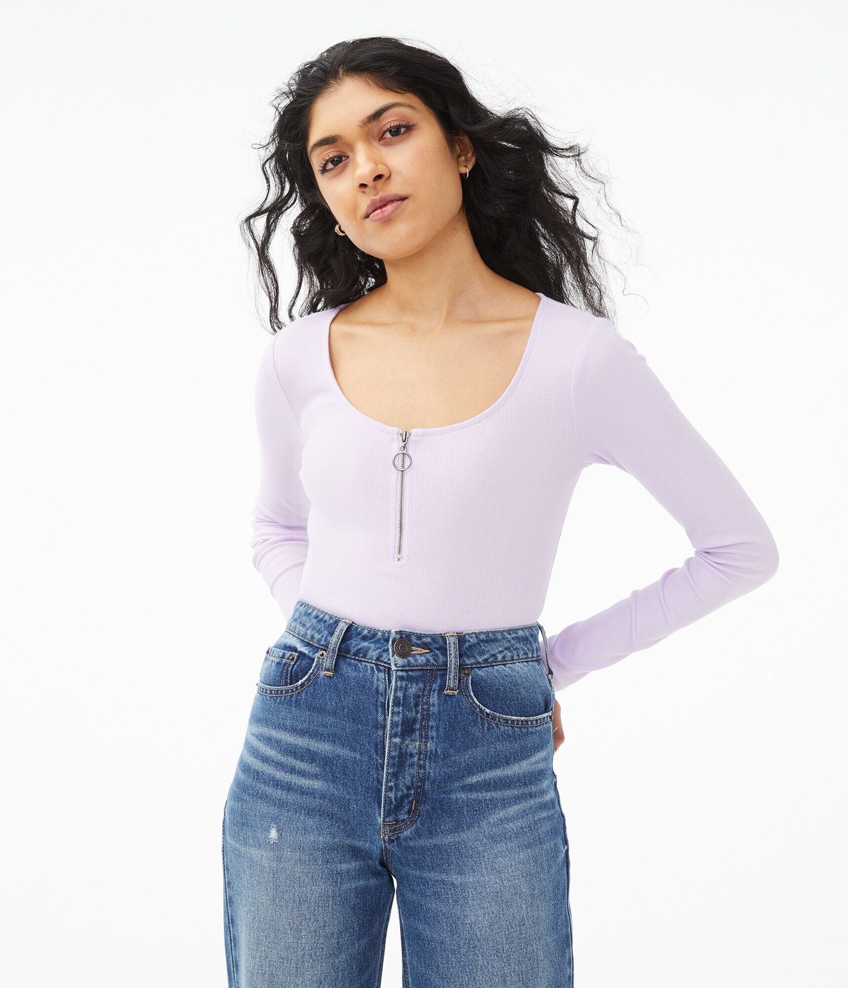 Seriously Soft Zip-Front Bodycon Top