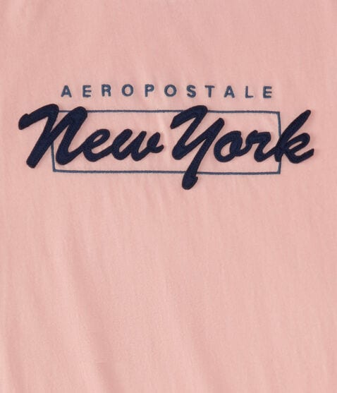 Aeropostale New York Box Logo Appliqué Graphic Tee Aeropostale New York Box Logo Appliqué Graphic Tee