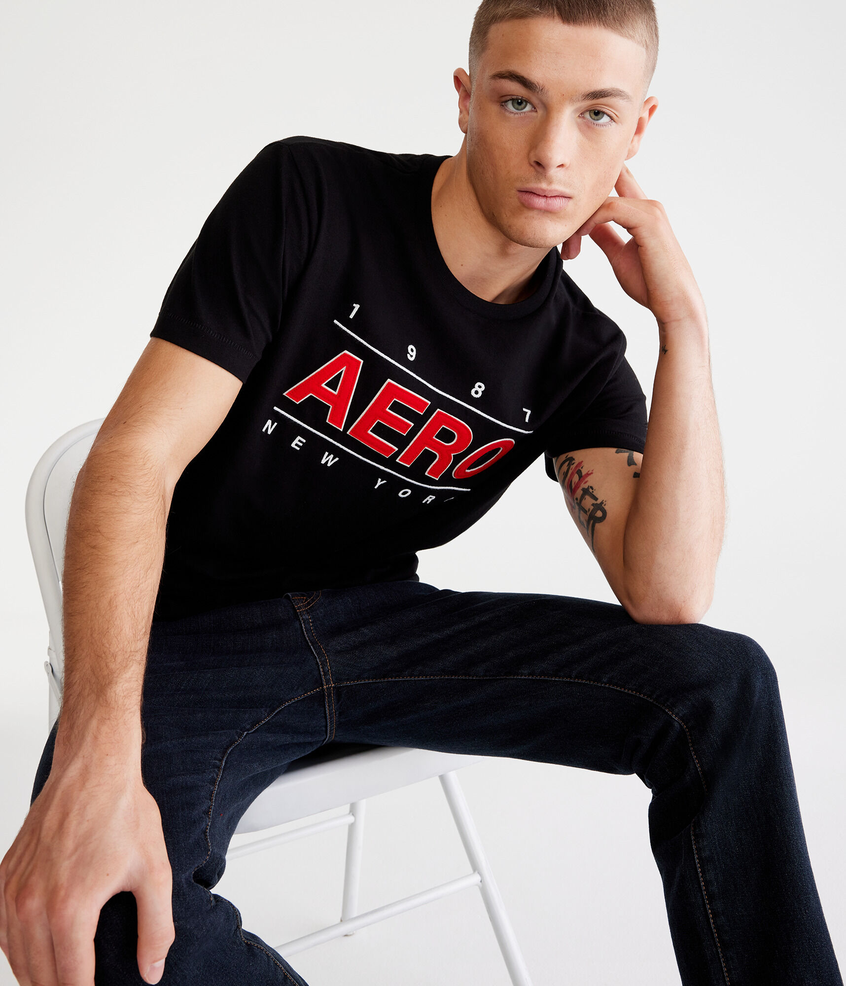 Aero Centered Logo Appliqu&eacute; Graphic Tee