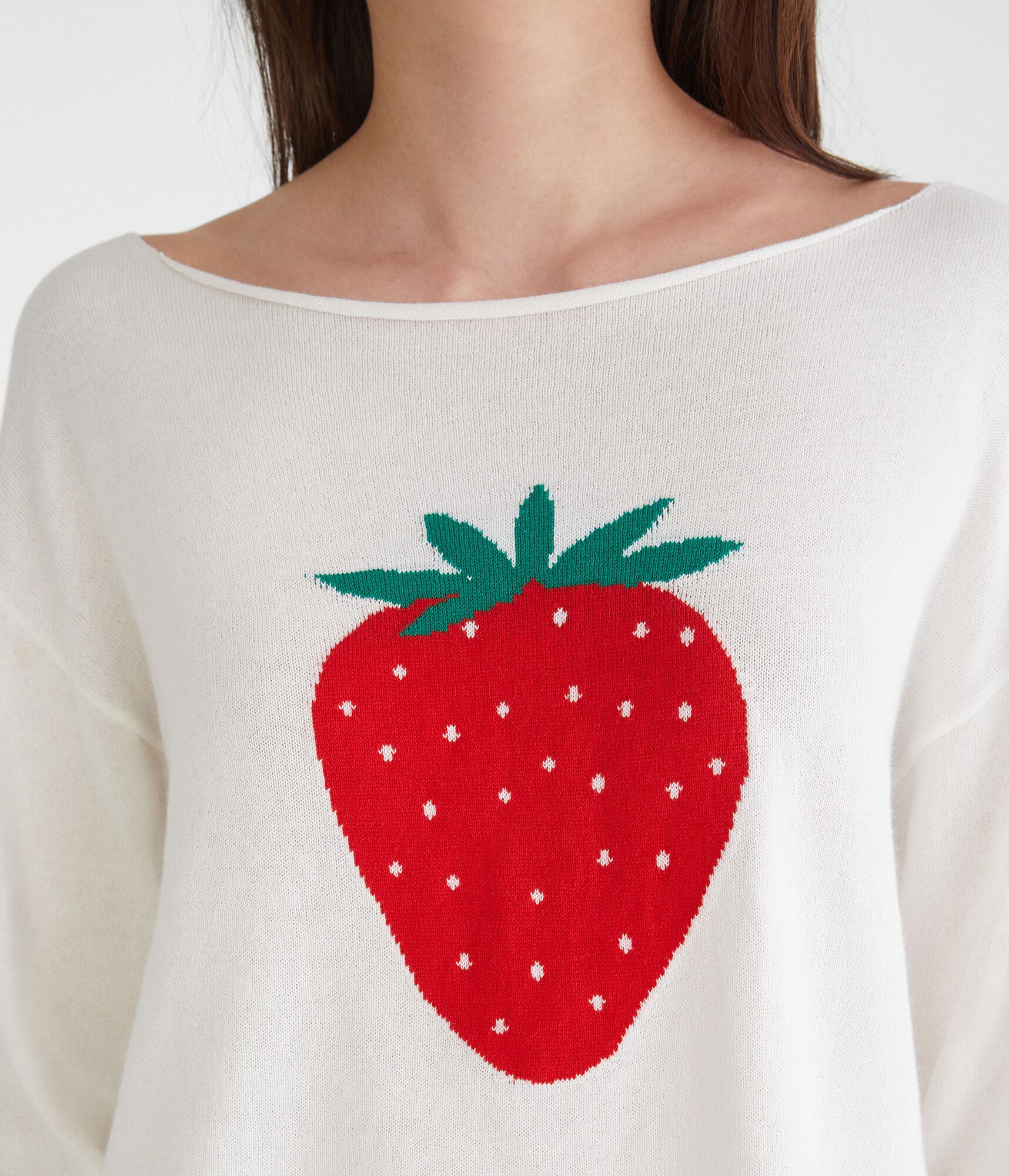 Strawberry Slash-Neck Sweater