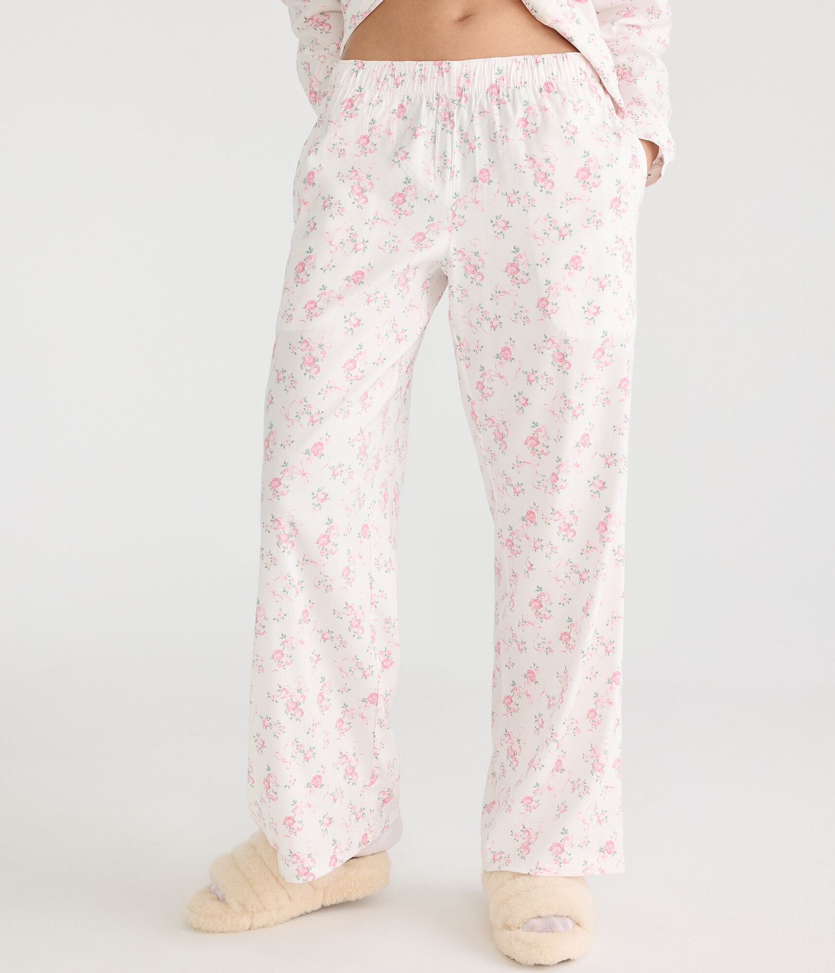 Floral Bow Woven Sleep Pants