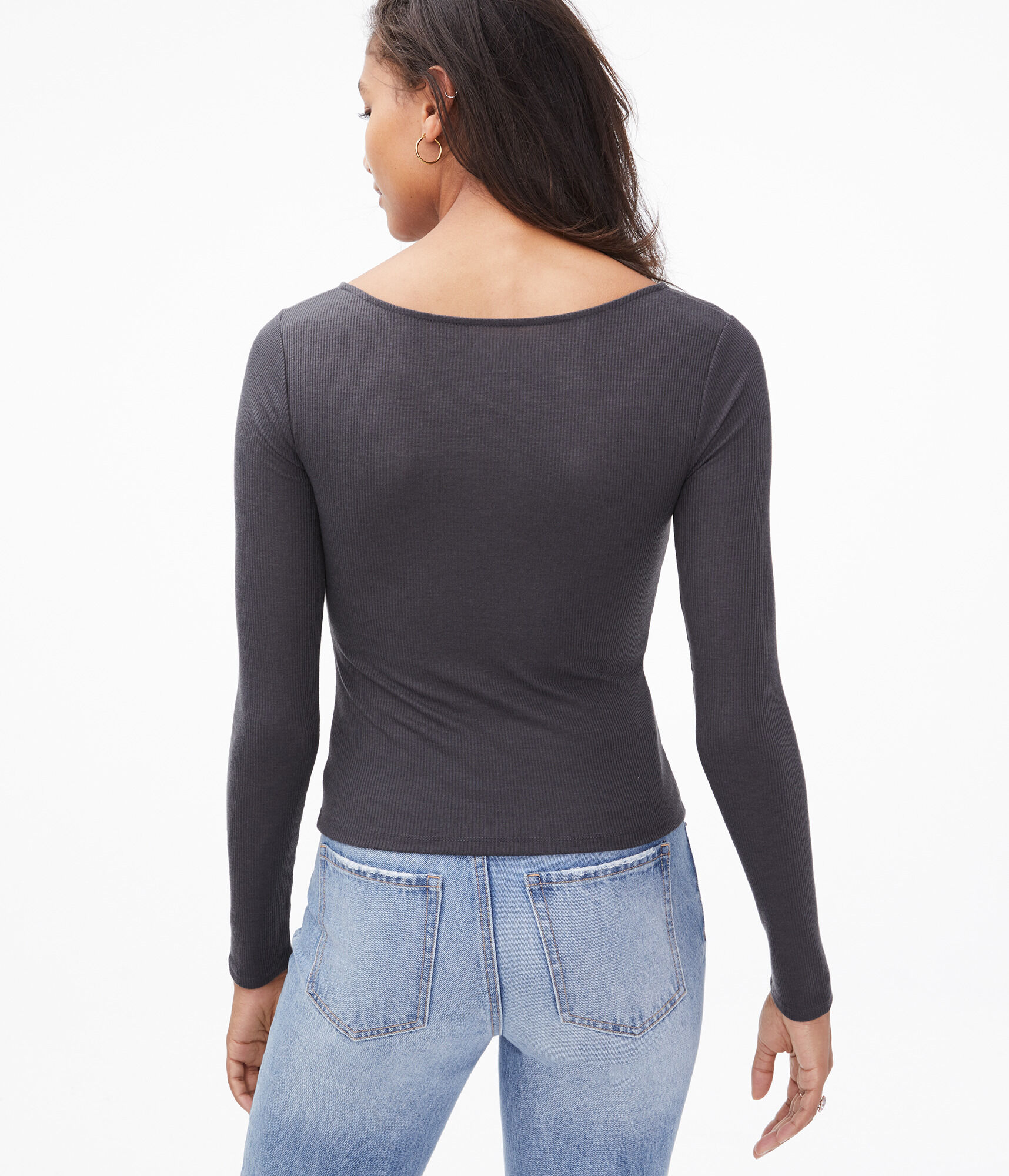 Long Sleeve Lace-Up Bodycon Top