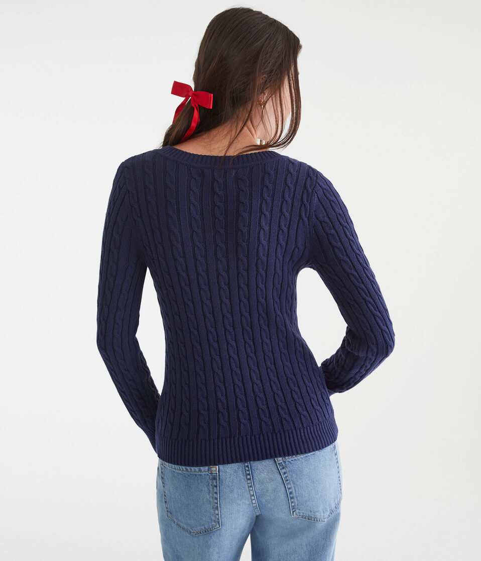 Heart Cable V-Neck Sweater