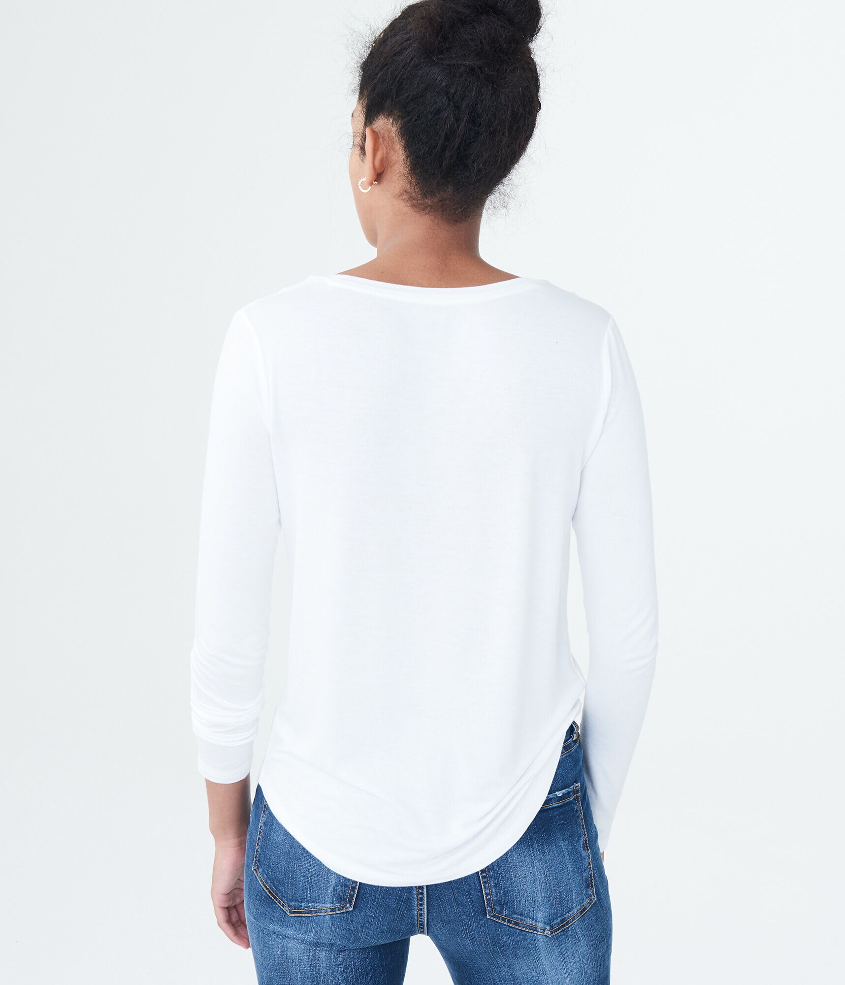 Long Sleeve Seriously Soft Lace Shoulder V-Neck Tee