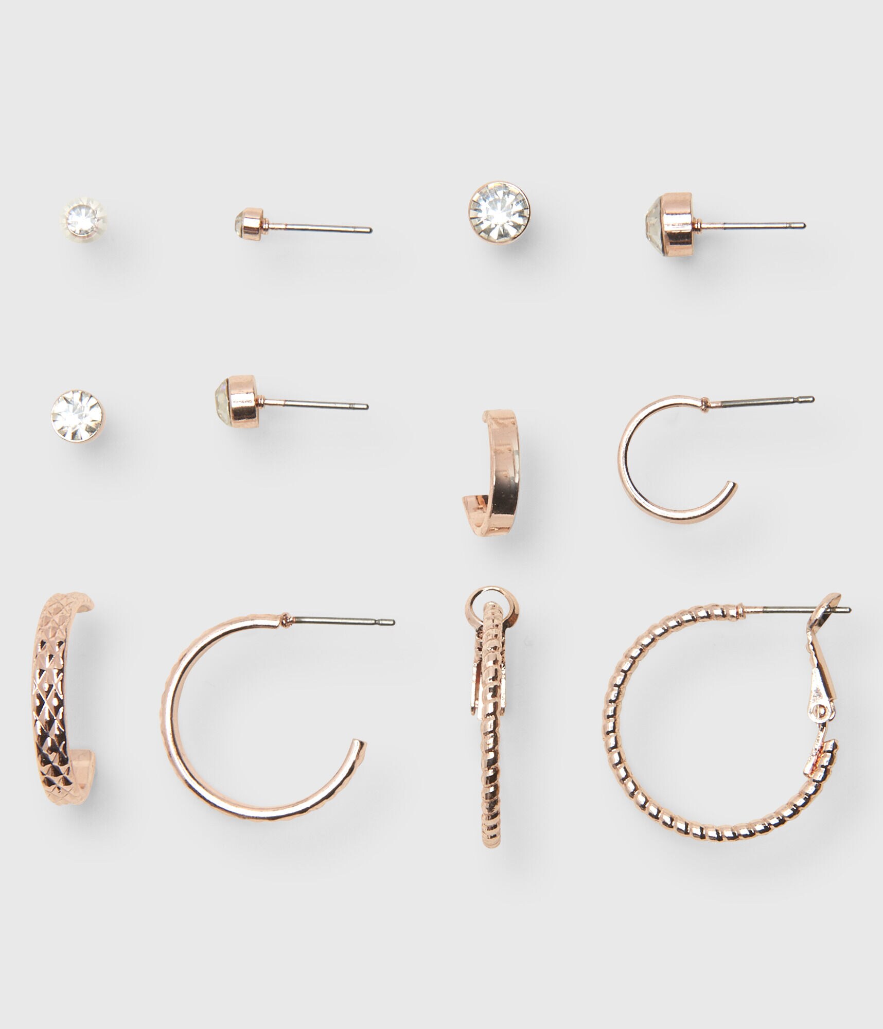 Rhinestone Stud &amp; Hoop Earring 6-Pack