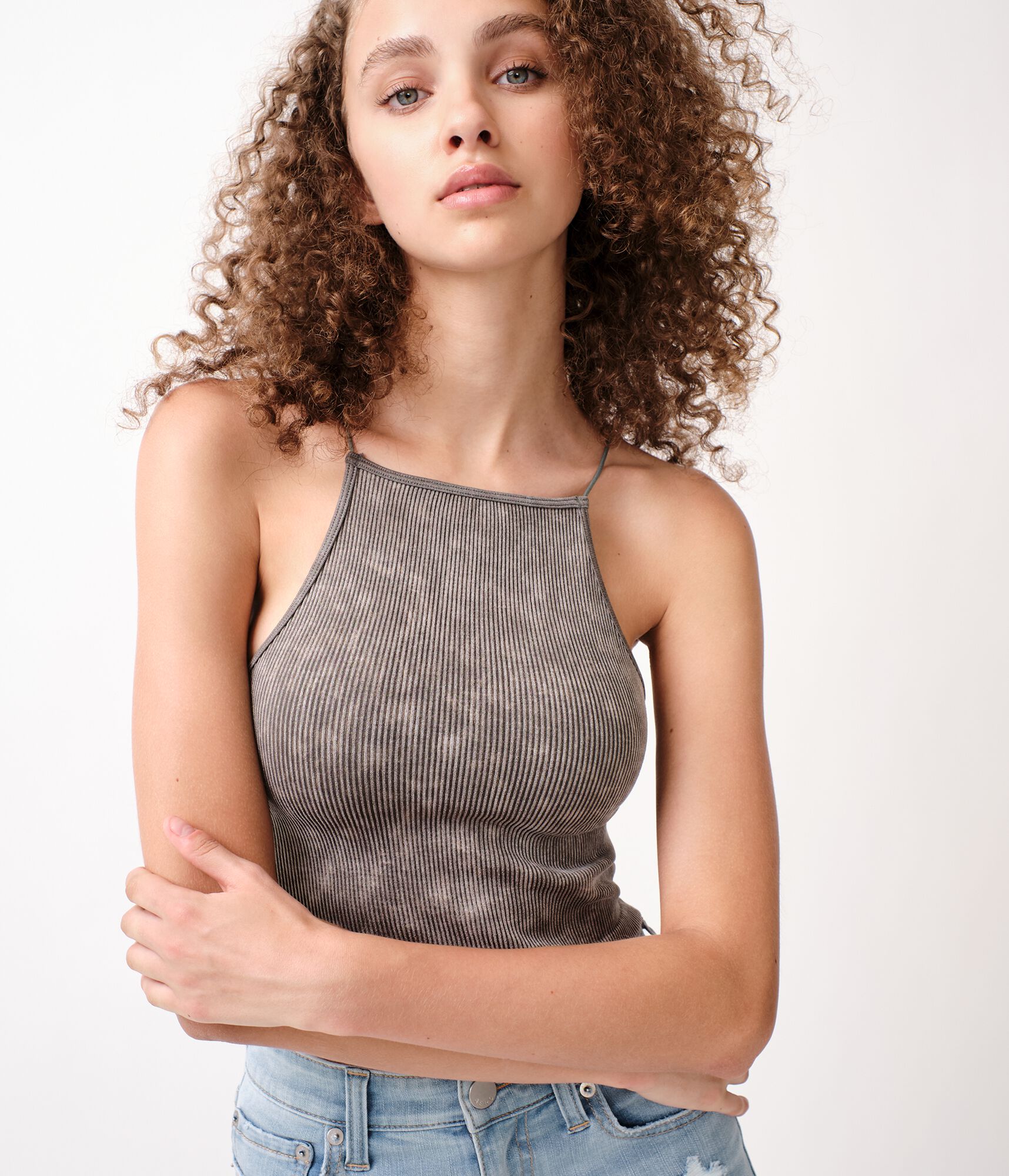 Seamless Washed Halter Crop Top