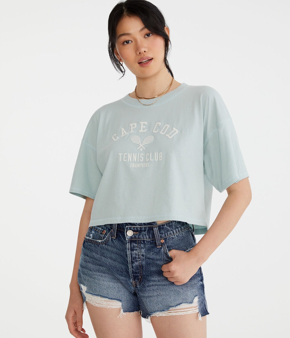 Cape Cod Tennis Cropped Boyfriend Graphic Tee