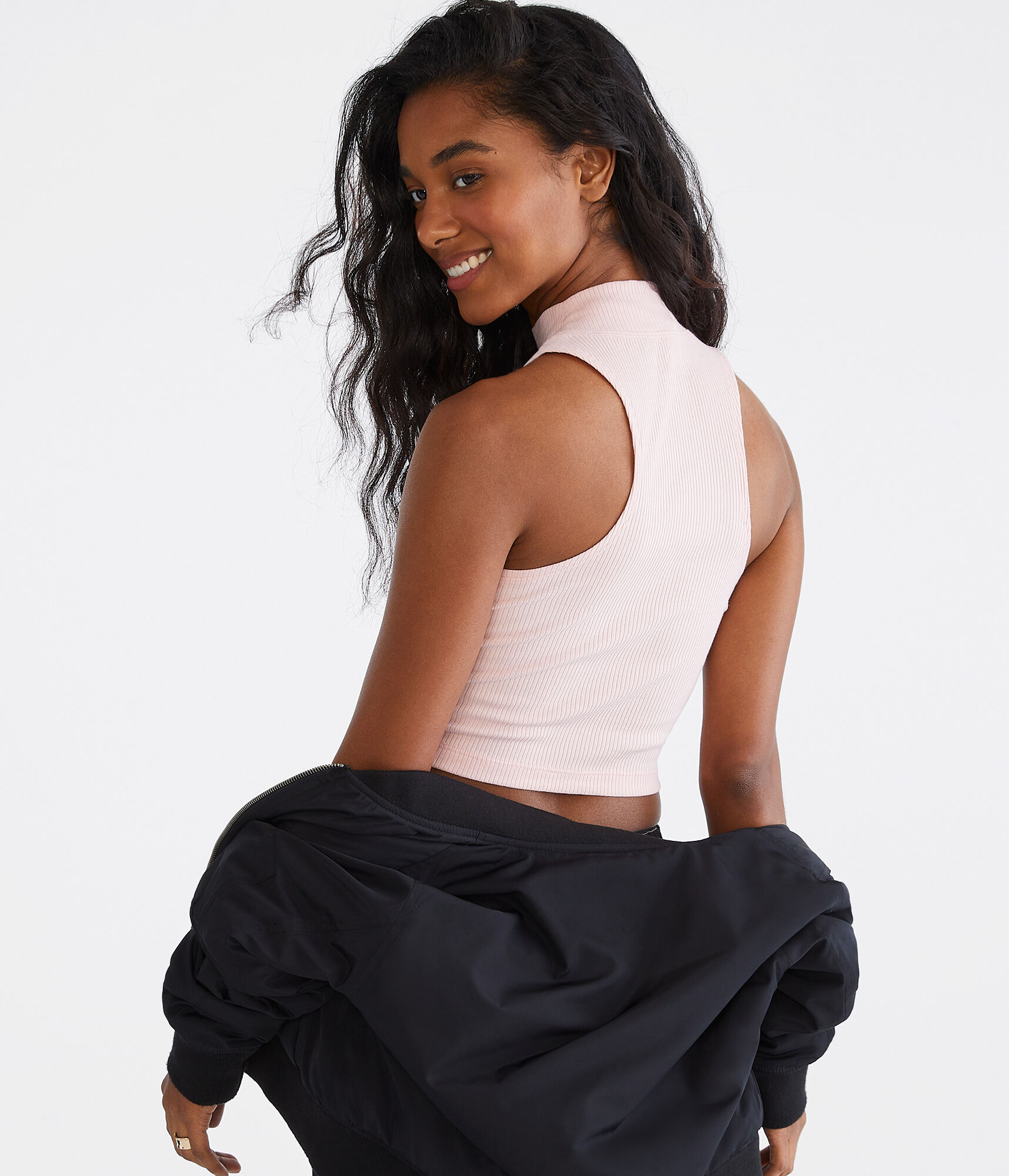 Cropped Mock-Neck Tank