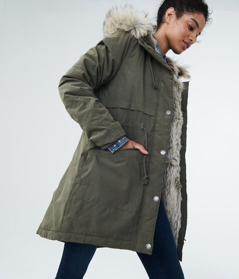 Solid Built-Up Hooded Parka Solid Built-Up Hooded Parka