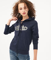 Sequin Logo Full-Zip Hoodie