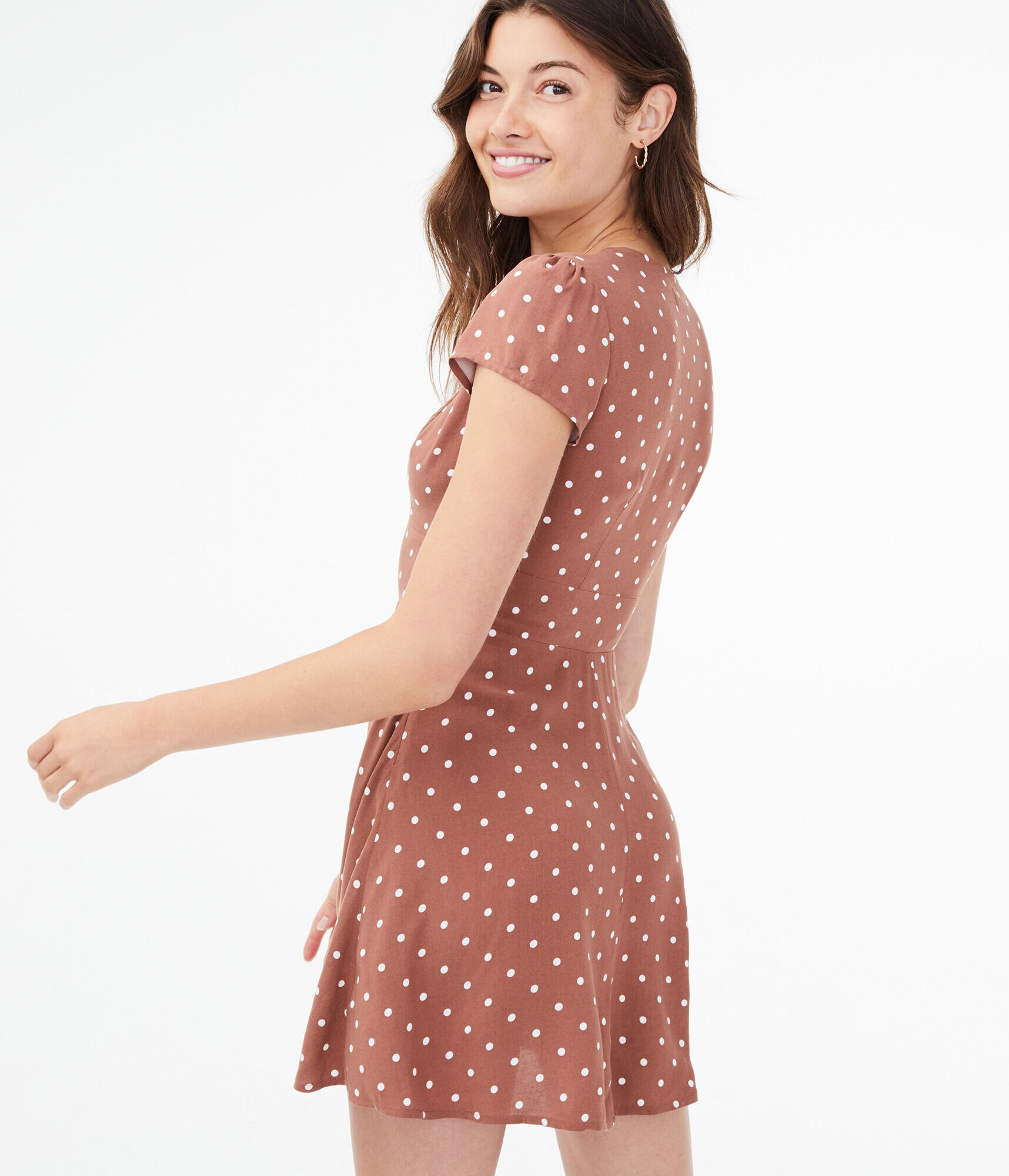 Short Sleeve Printed V-Neck Dress
