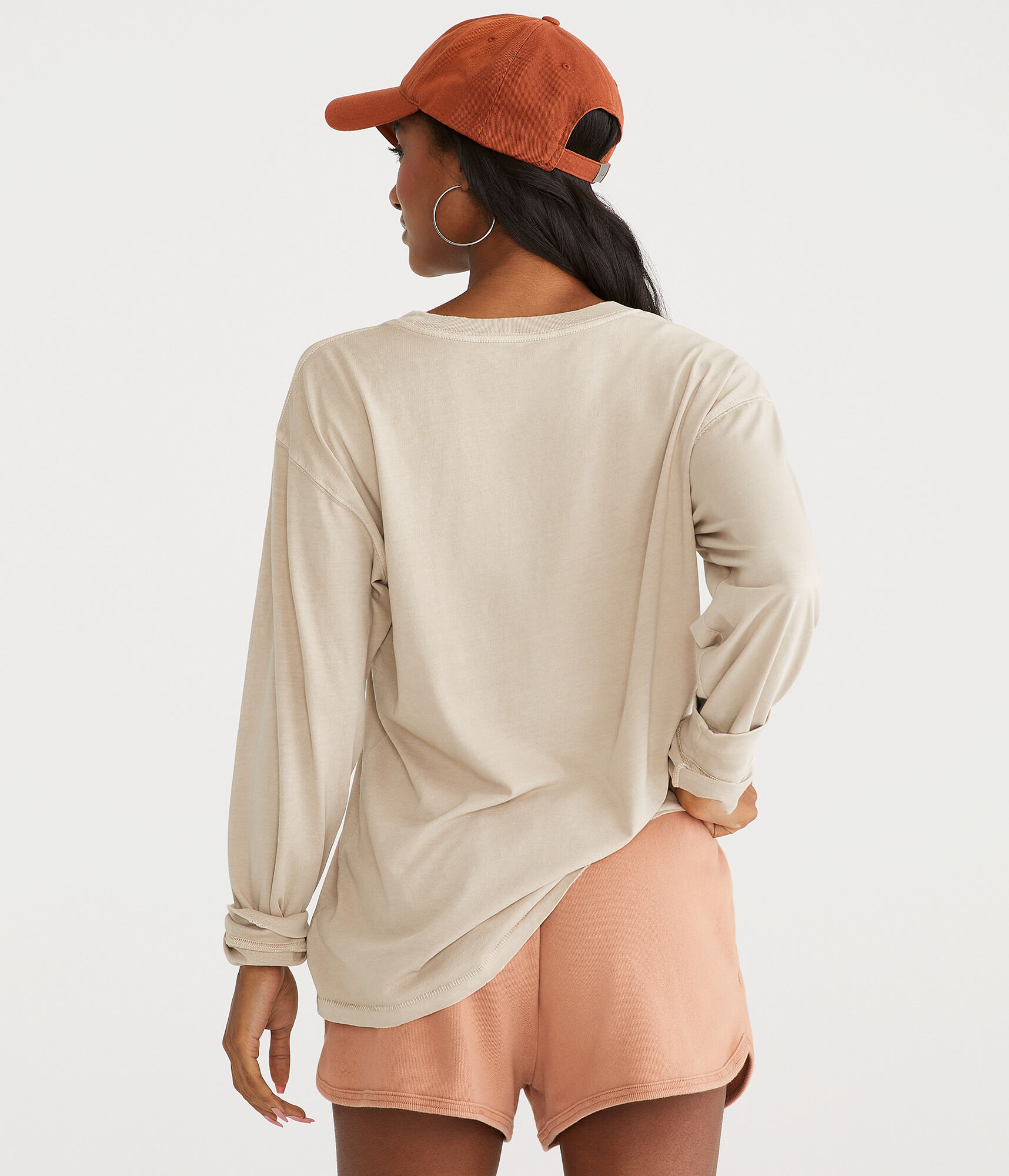 Long Sleeve Washed Loose Fit Crew Tee