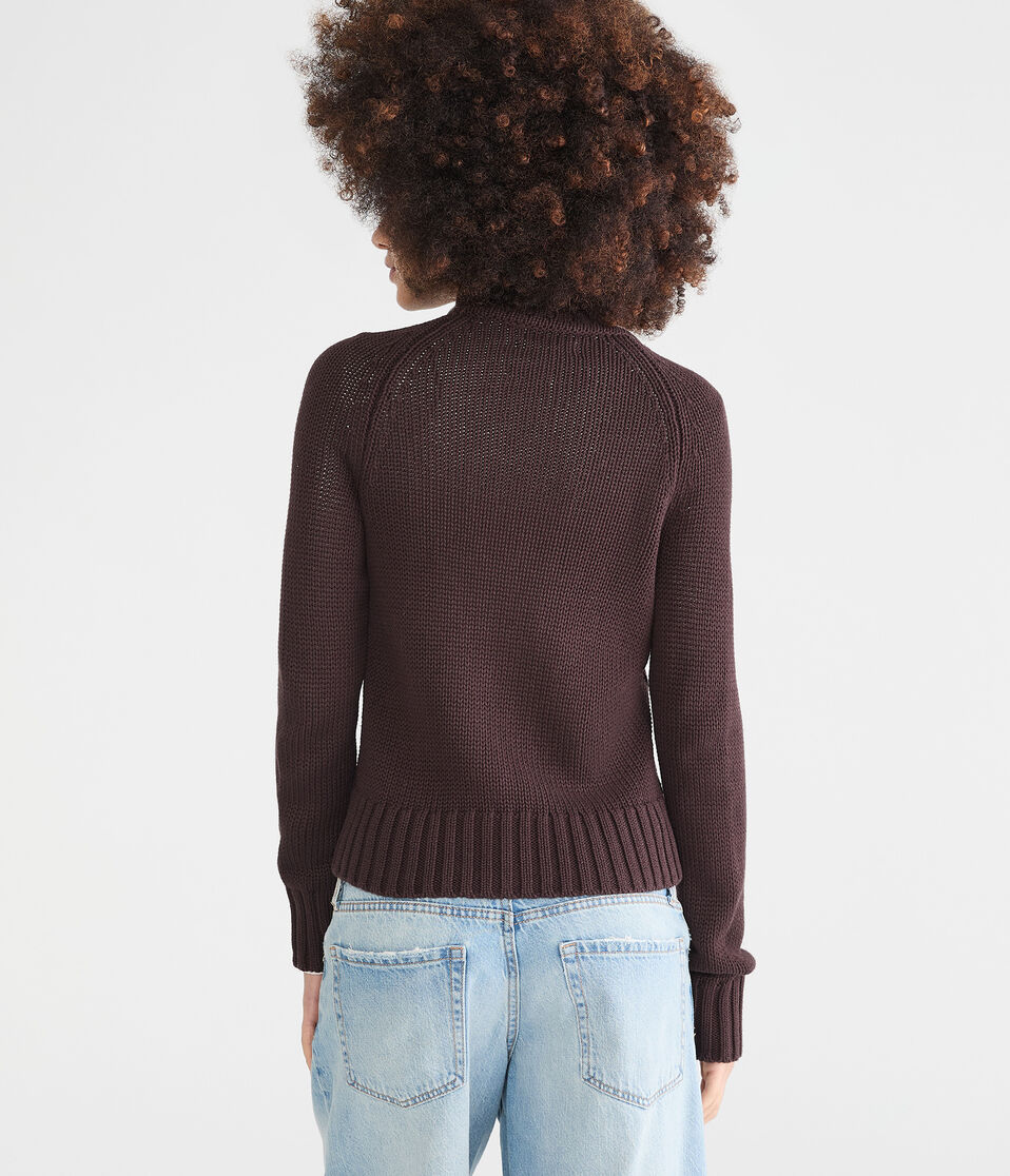 Cable Mock-Neck Full-Zip Cardigan