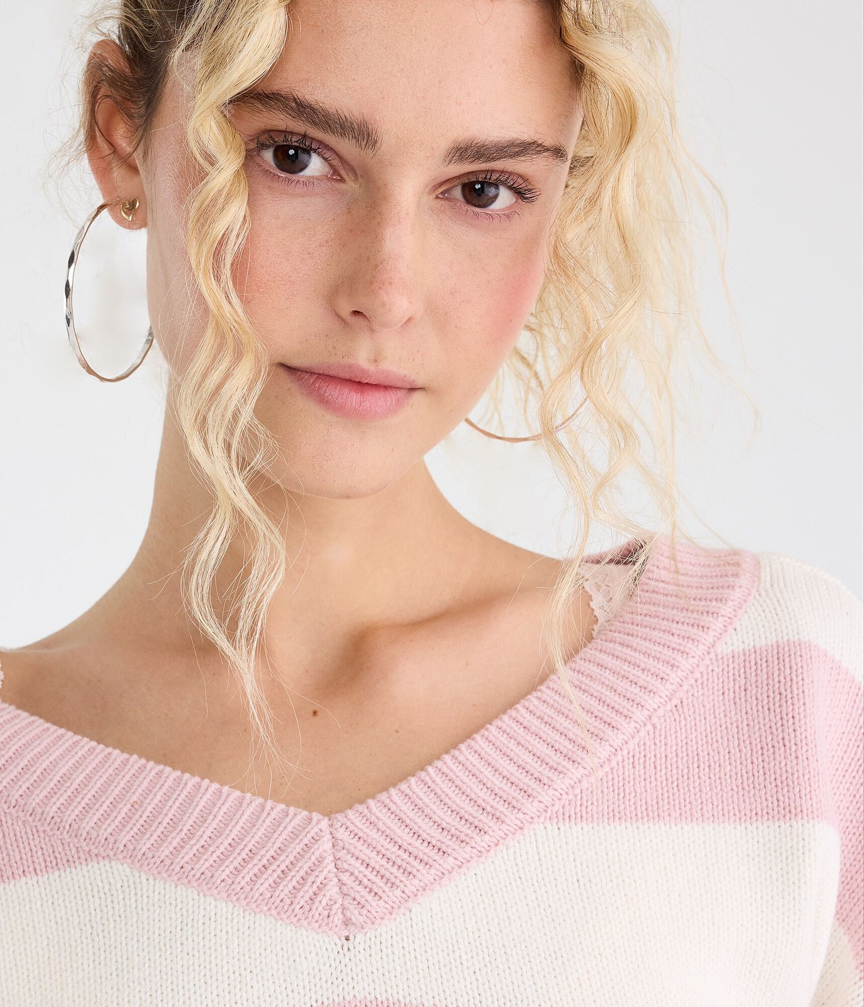 Striped Slouchy V-Neck Sweater