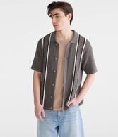 Pointelle Stripe Sweater Shirt