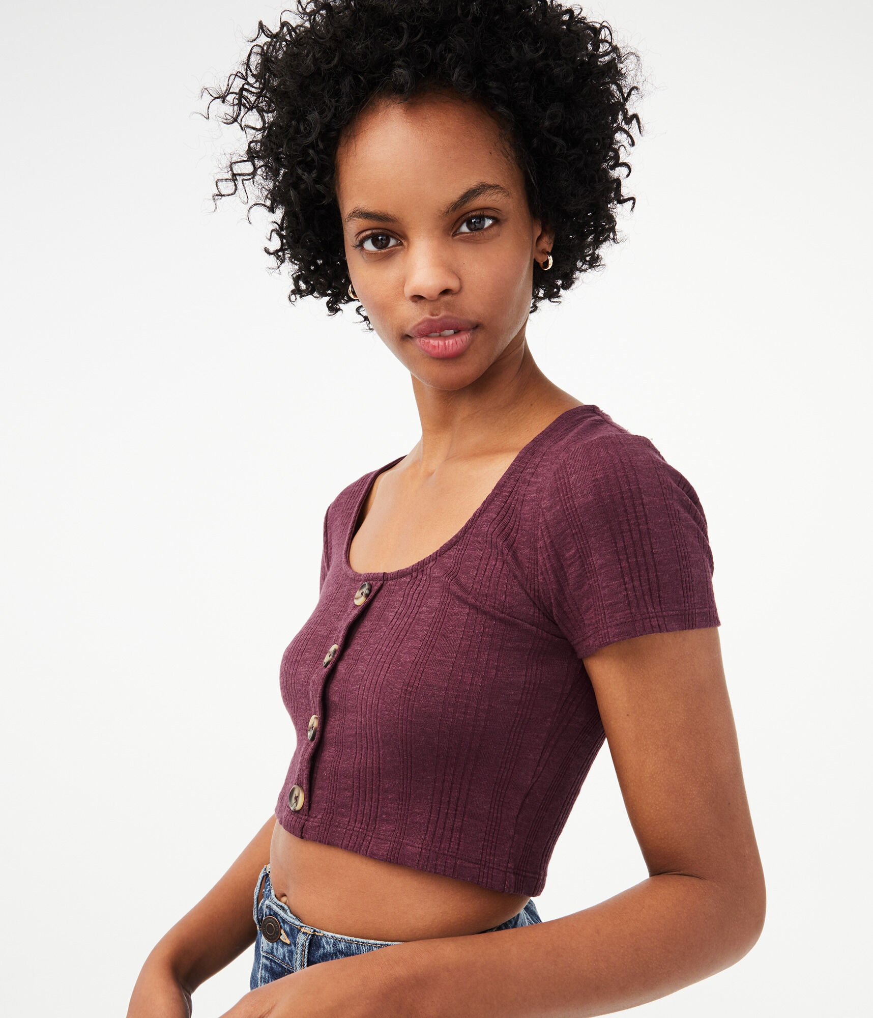 Seriously Soft Buttoned Crop Top