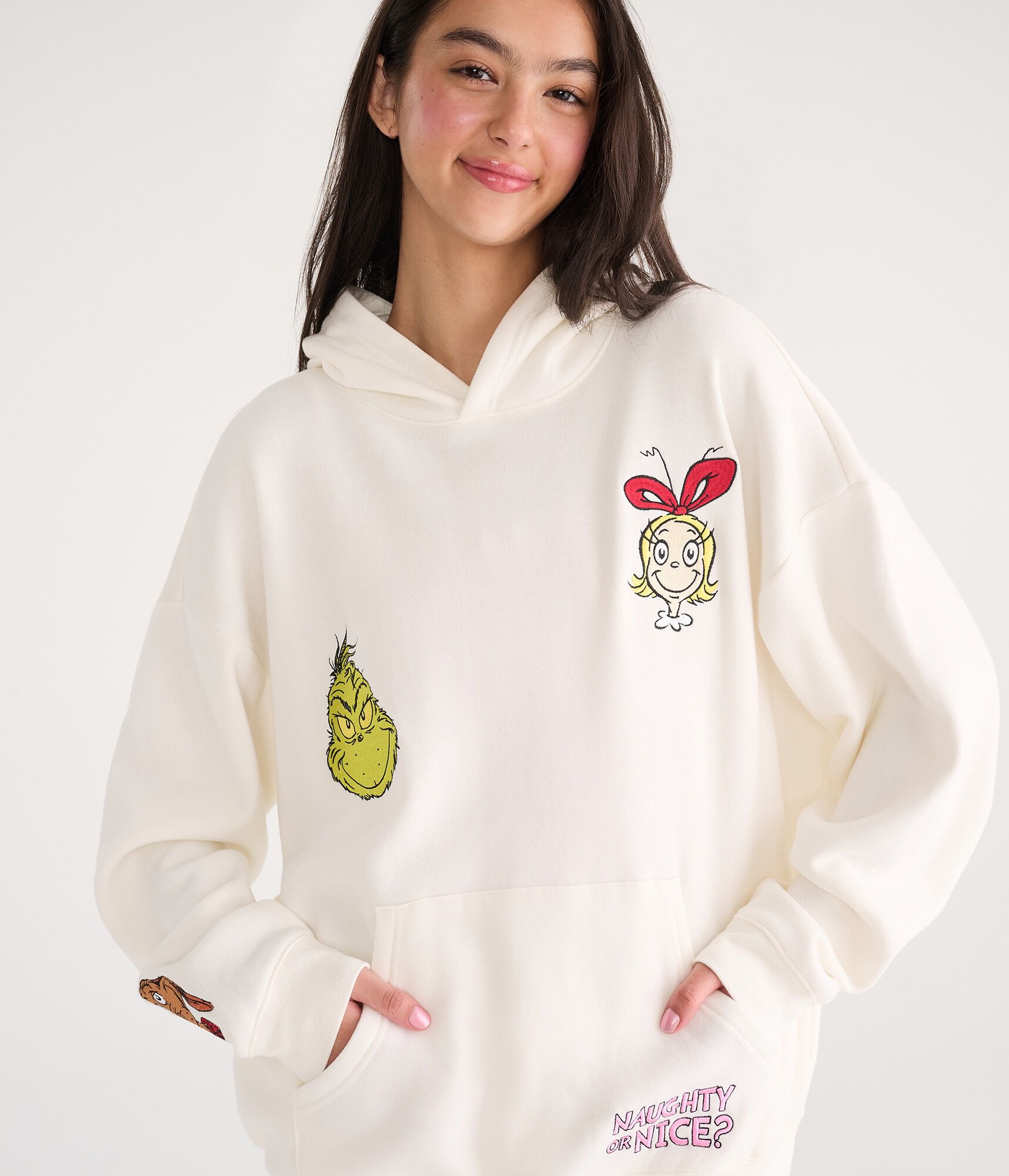 The Grinch Naughty Or Nice Oversized Pullover Hoodie