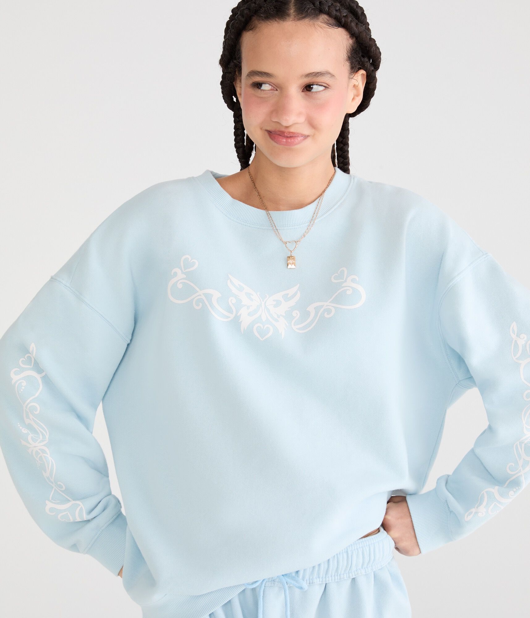 Cloud Soft Tribal Butterfly Crew Sweatshirt