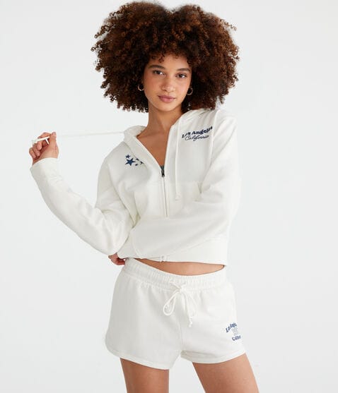 Los Angeles Cropped Full-Zip Hoodie