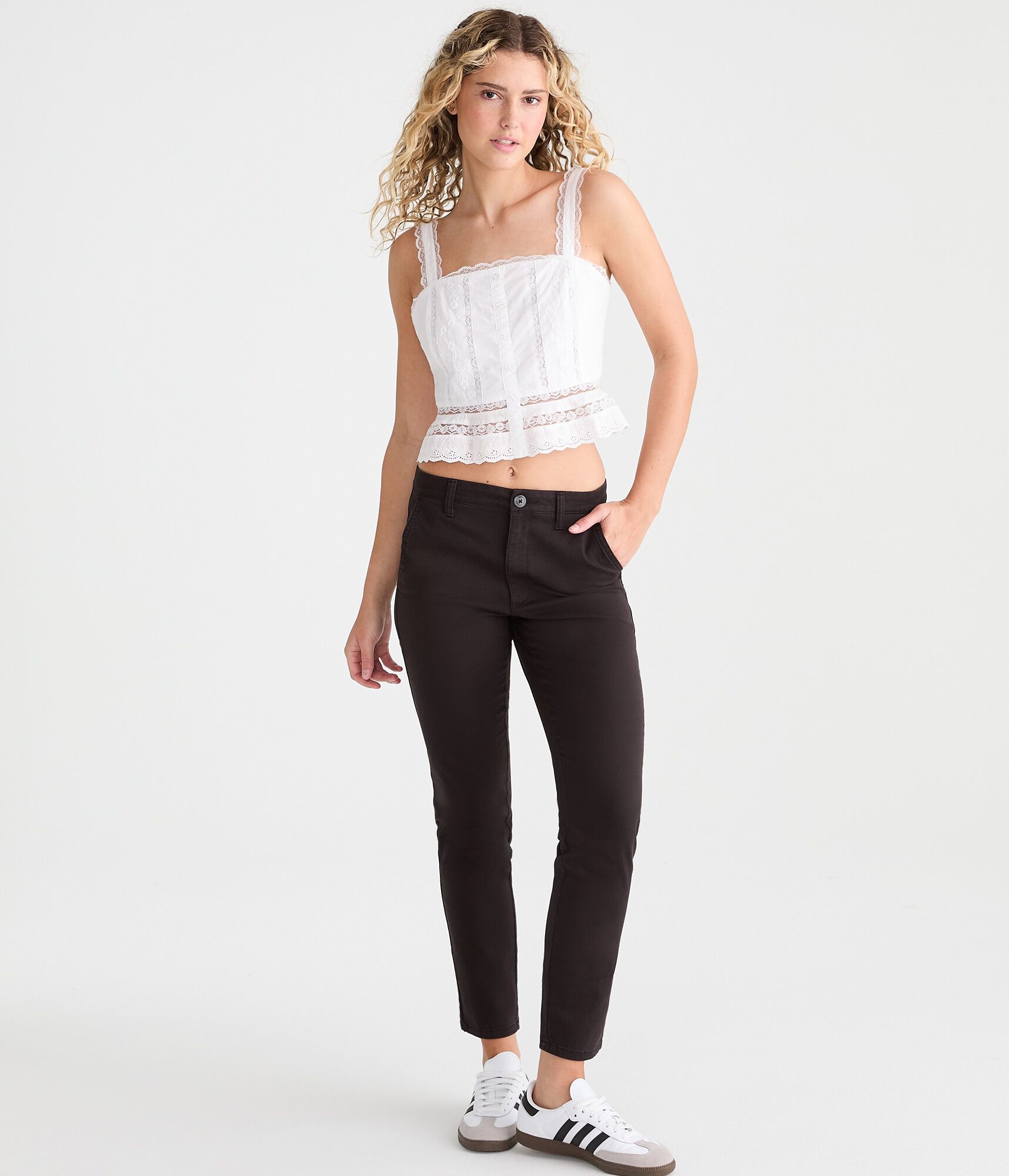 High-Rise Slim Twill Pants