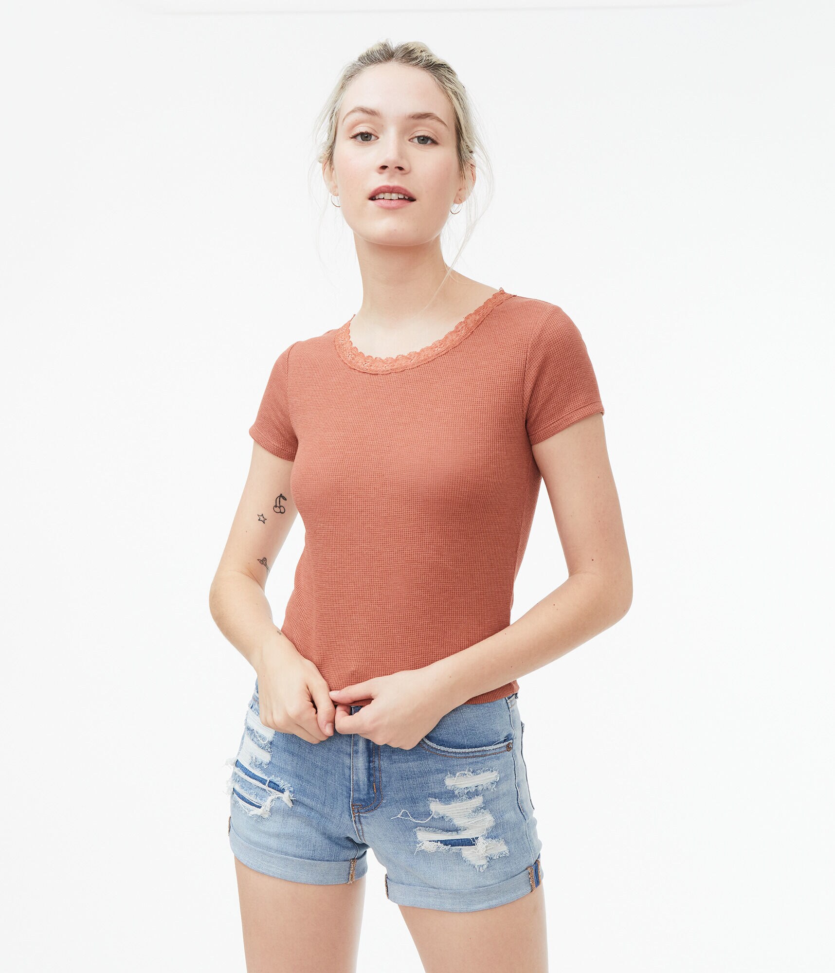 Waffle Knit Shrunken Tee