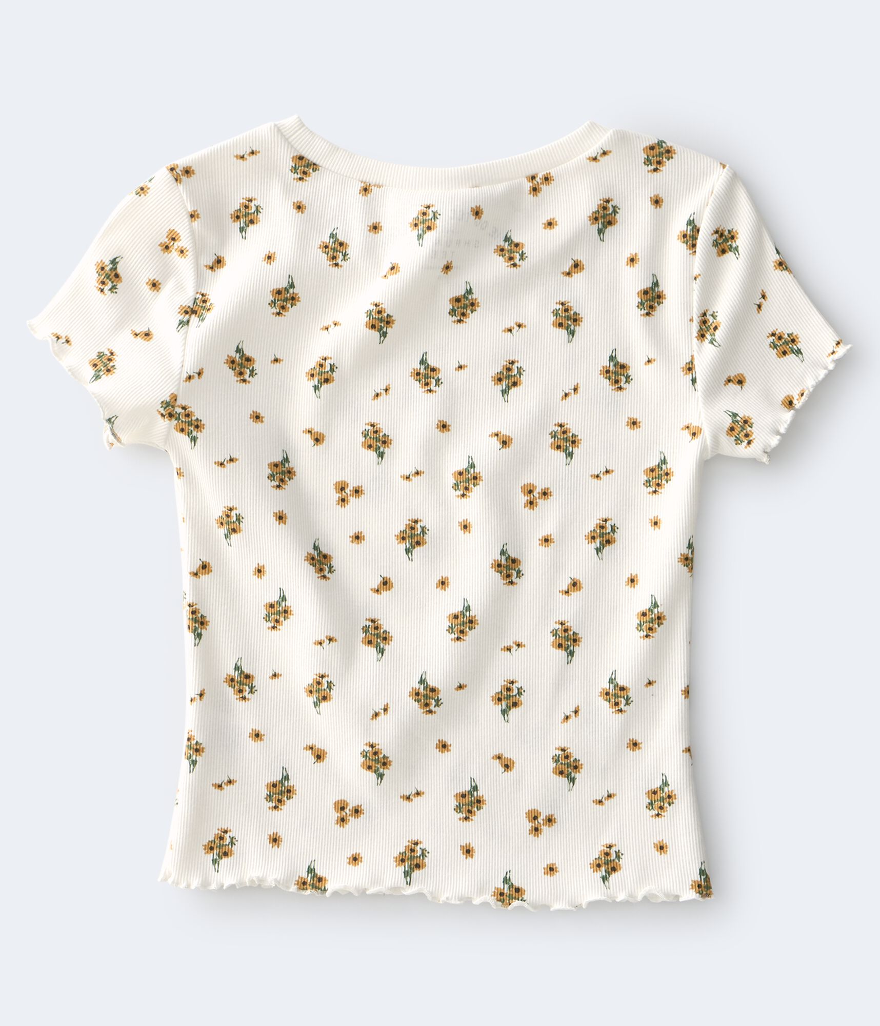 Floral Ribbed Shrunken Tee