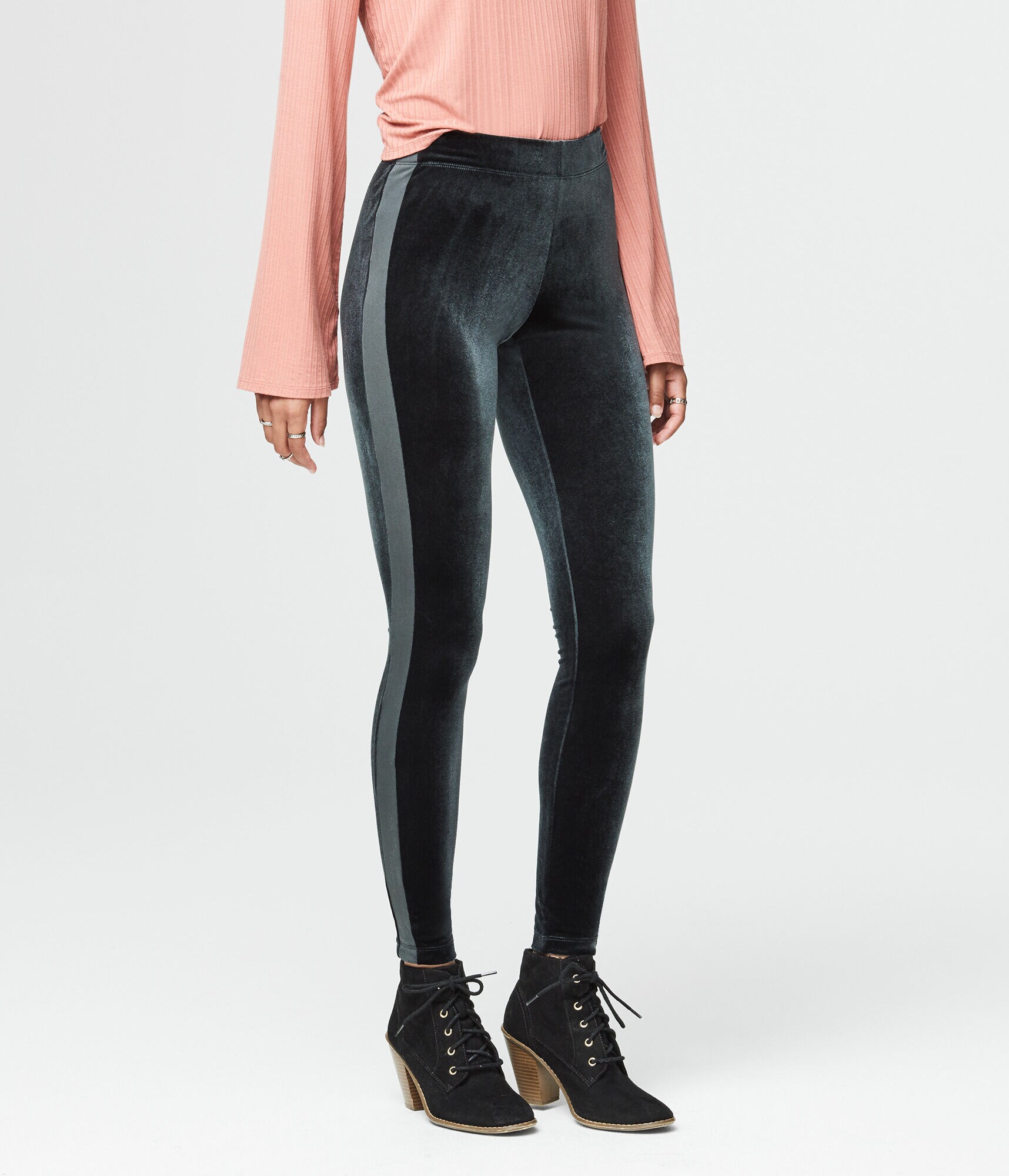 Striped Velvet Ankle Leggings