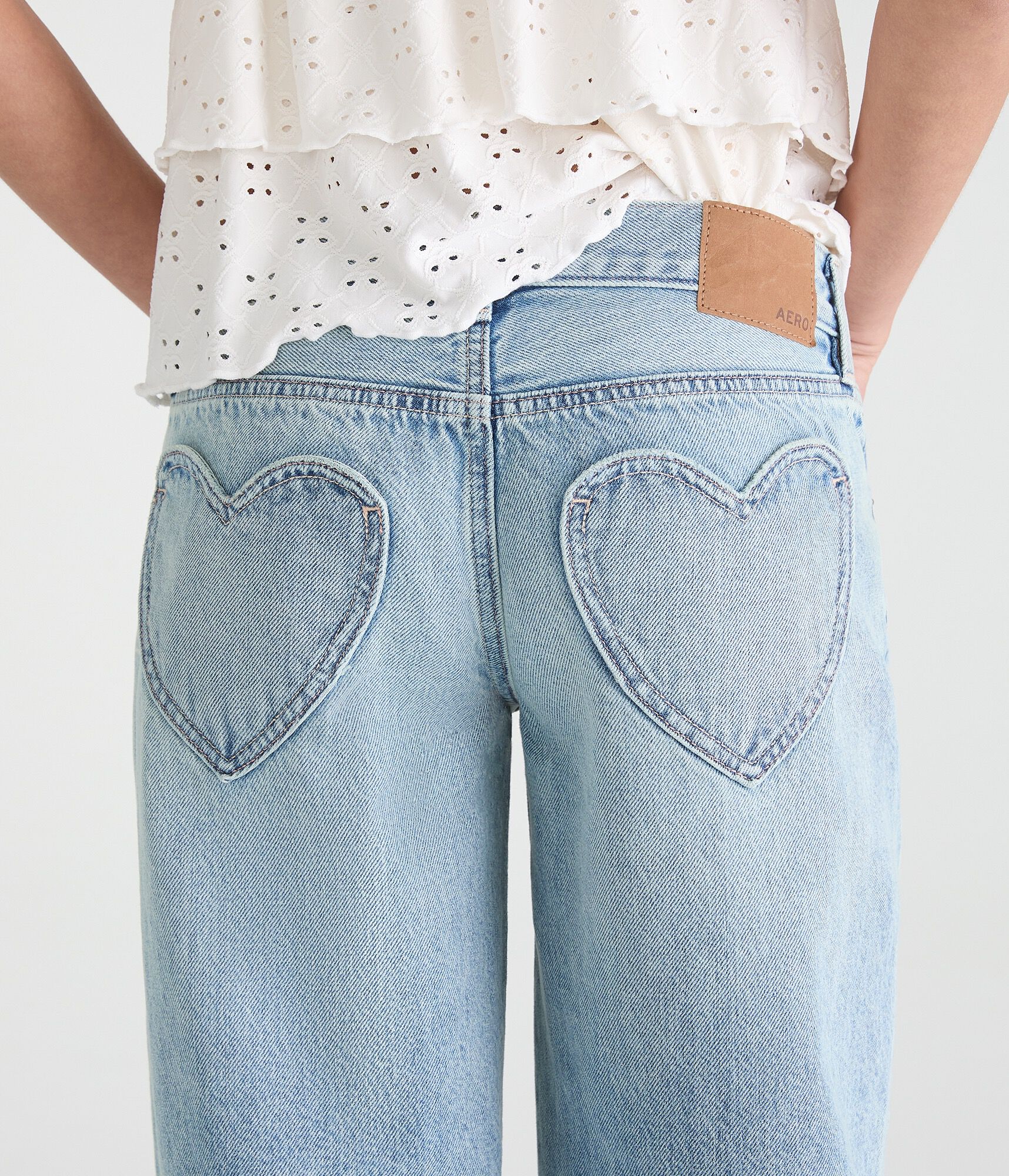 Super Low-Rise Baggy Wide Leg Heart Pocket Jean