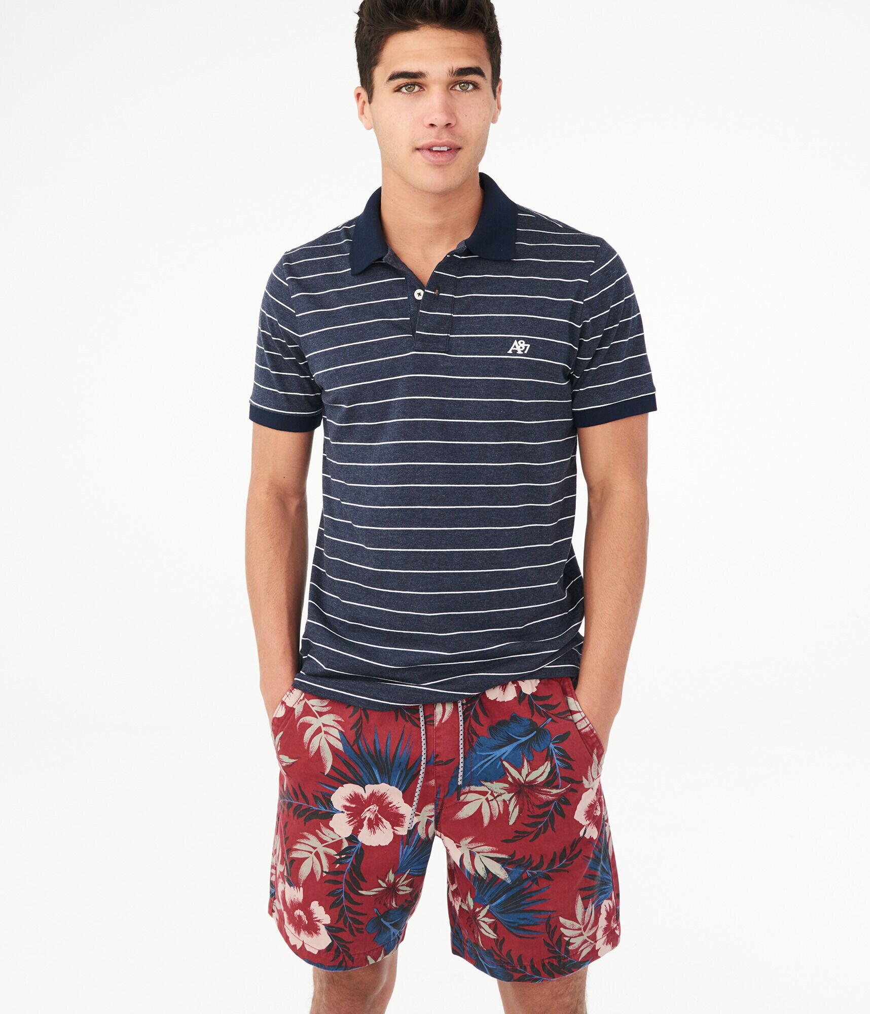 Thin Stripe Logo Jersey Polo