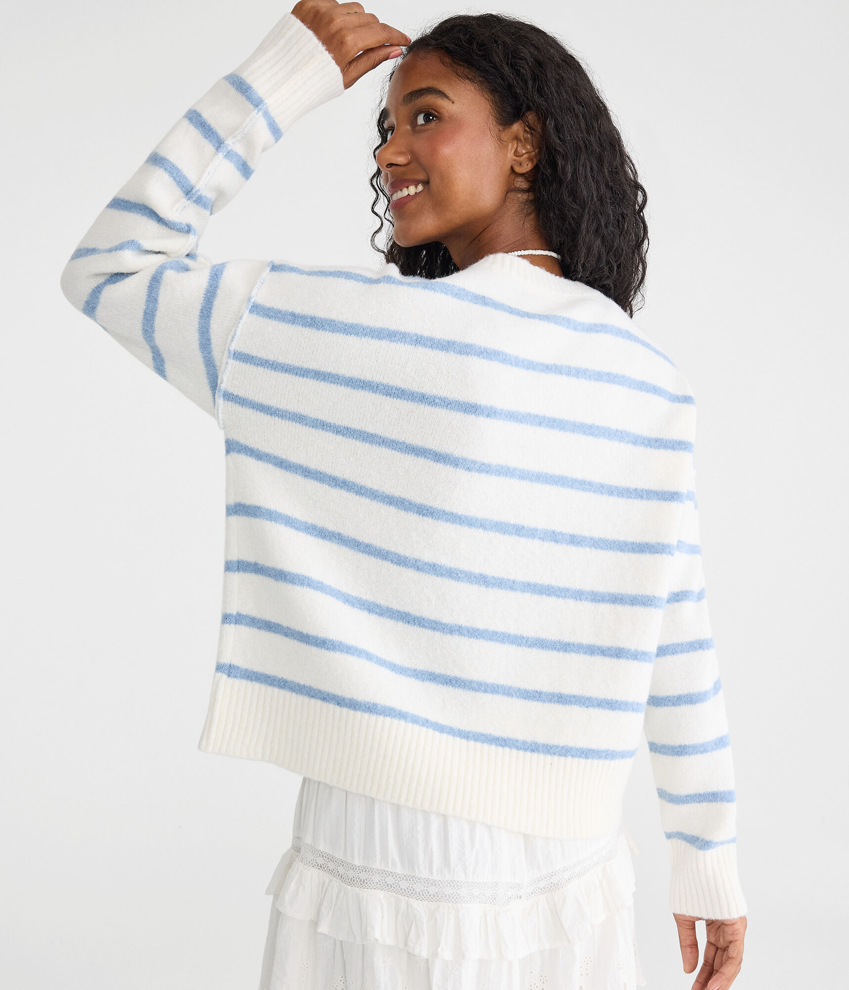 Striped Cozy Crew Sweater
