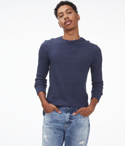 Long Sleeve Solid Crew Neck Thermal Tee