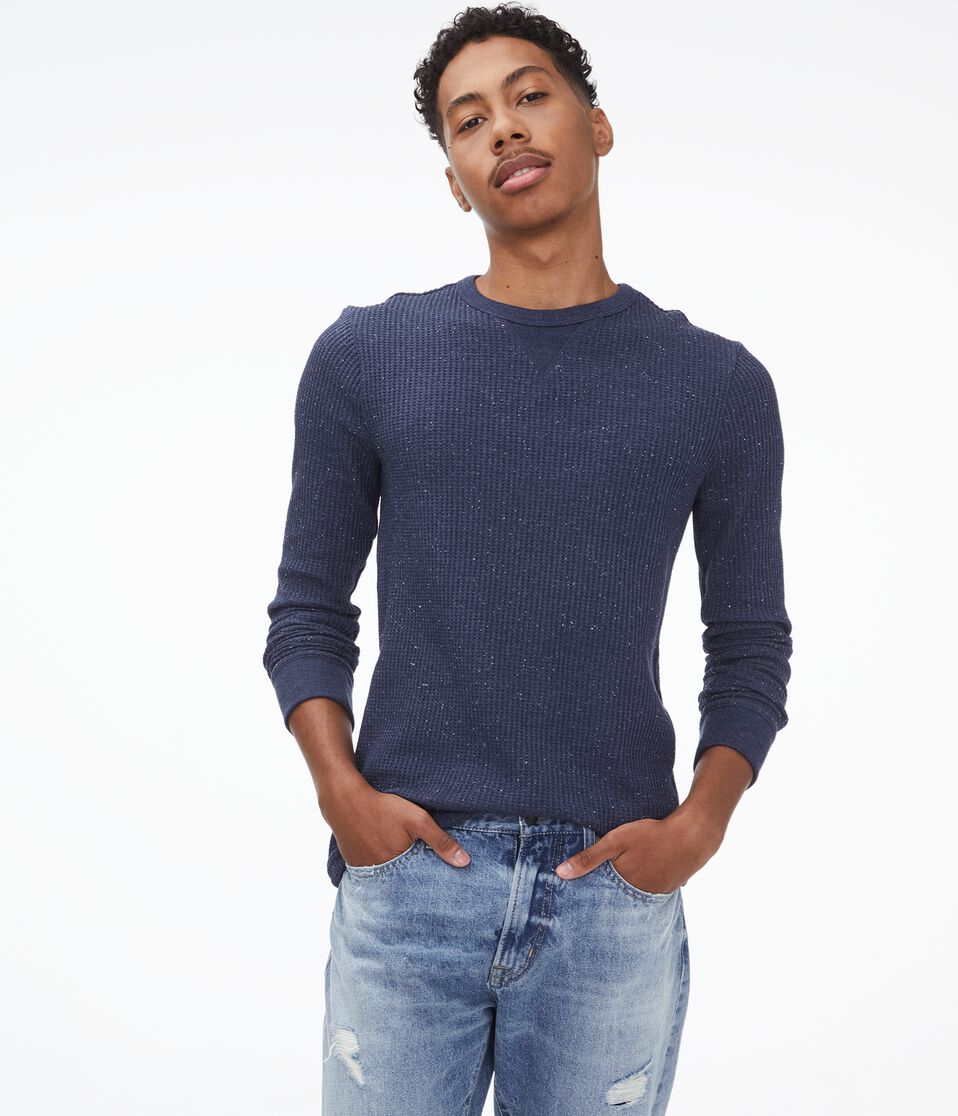 Long Sleeve Solid Crew Neck Thermal Tee