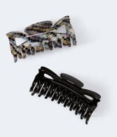 Checker & Solid Claw Hair Clip 2-Pack