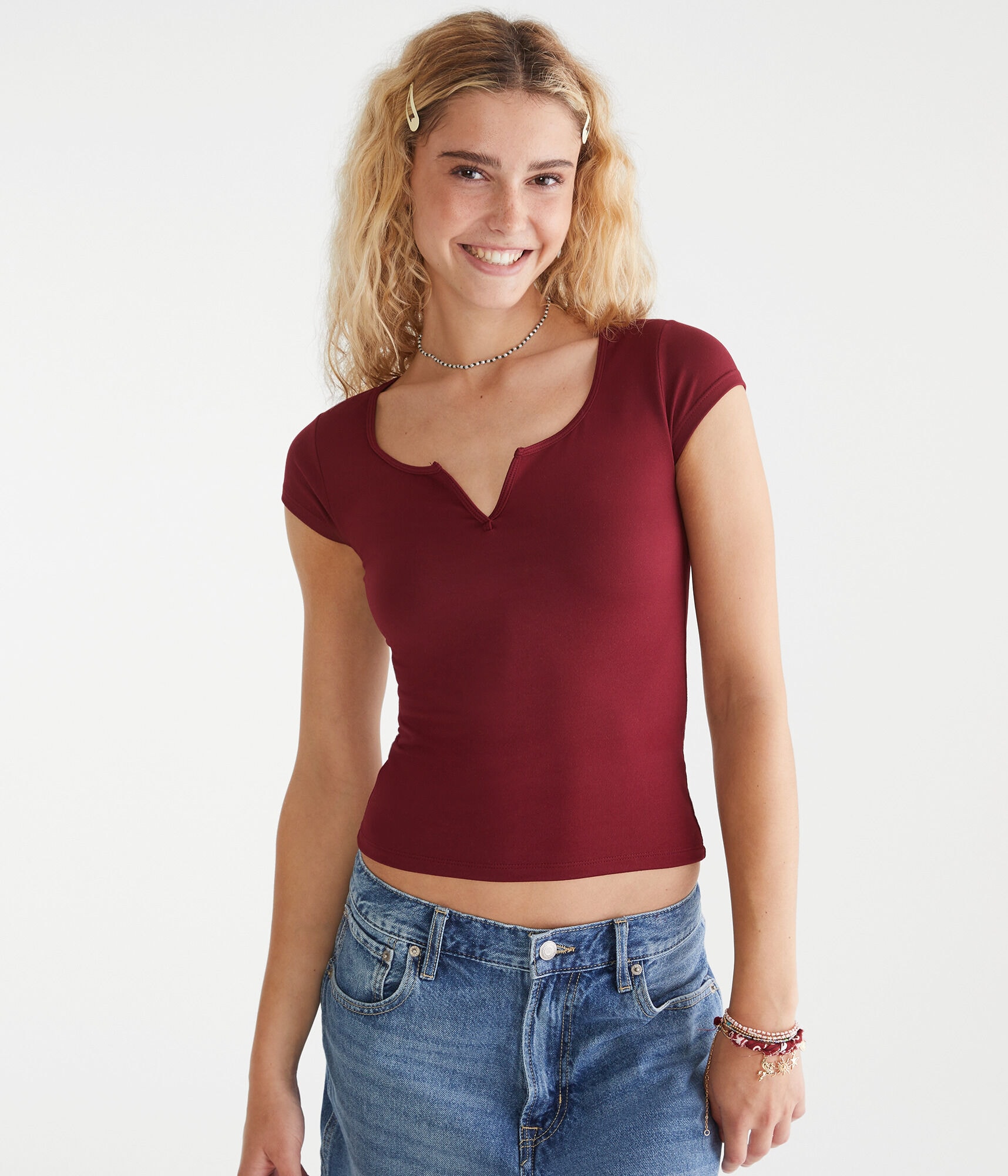 Buttery Soft Notch-Neck Tee