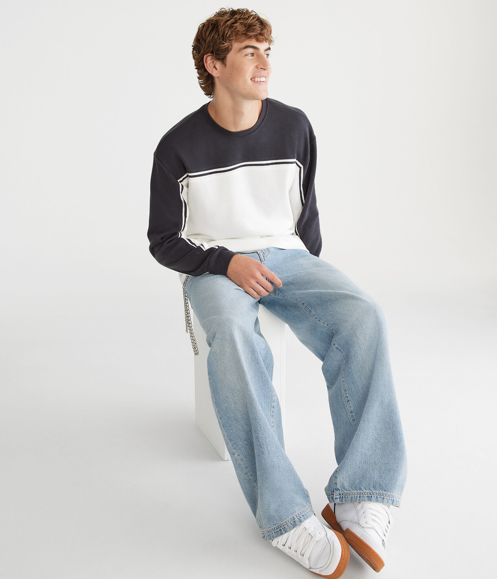 Long Sleeve Retro Colorblocked Stripe Crew Tee