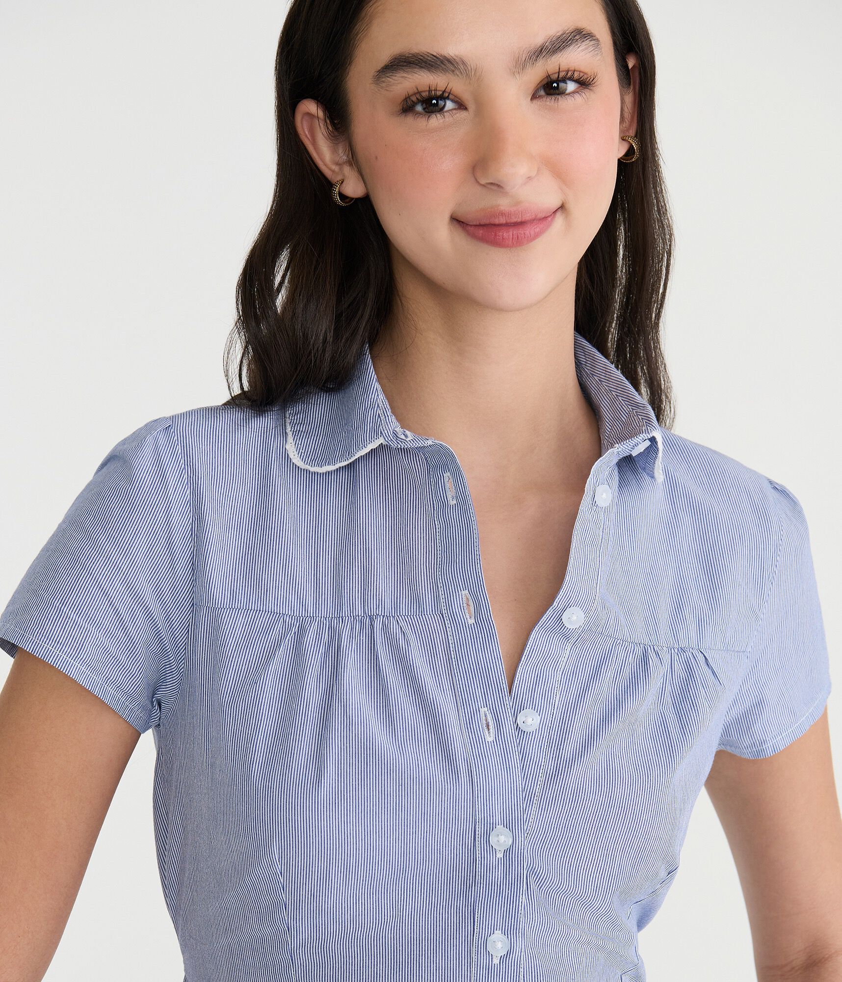 Striped Tie-Back Peter Pan Blouse