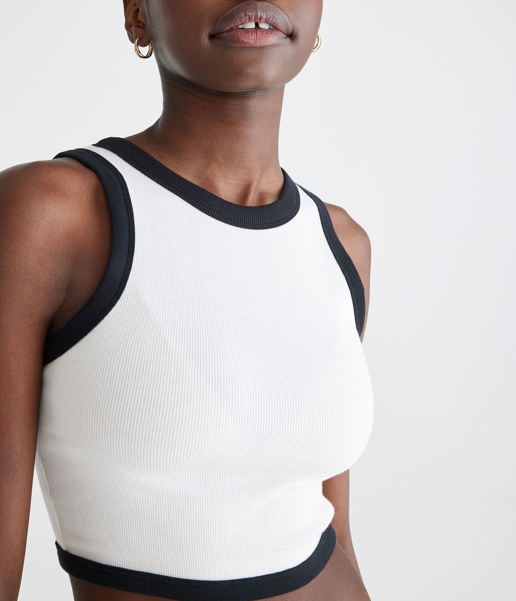 Seriously Soft Cropped High-Neck Ringer Tank