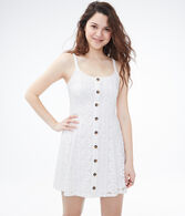 Lace Button-Front Fit & Flare Dress