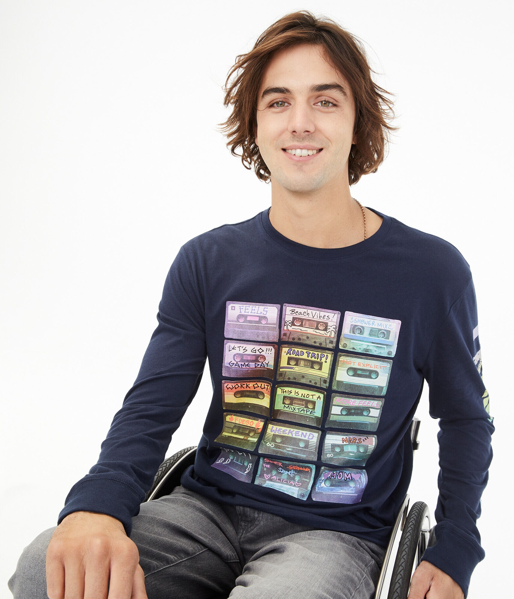 Long Sleeve Press Play Cassettes Graphic Tee