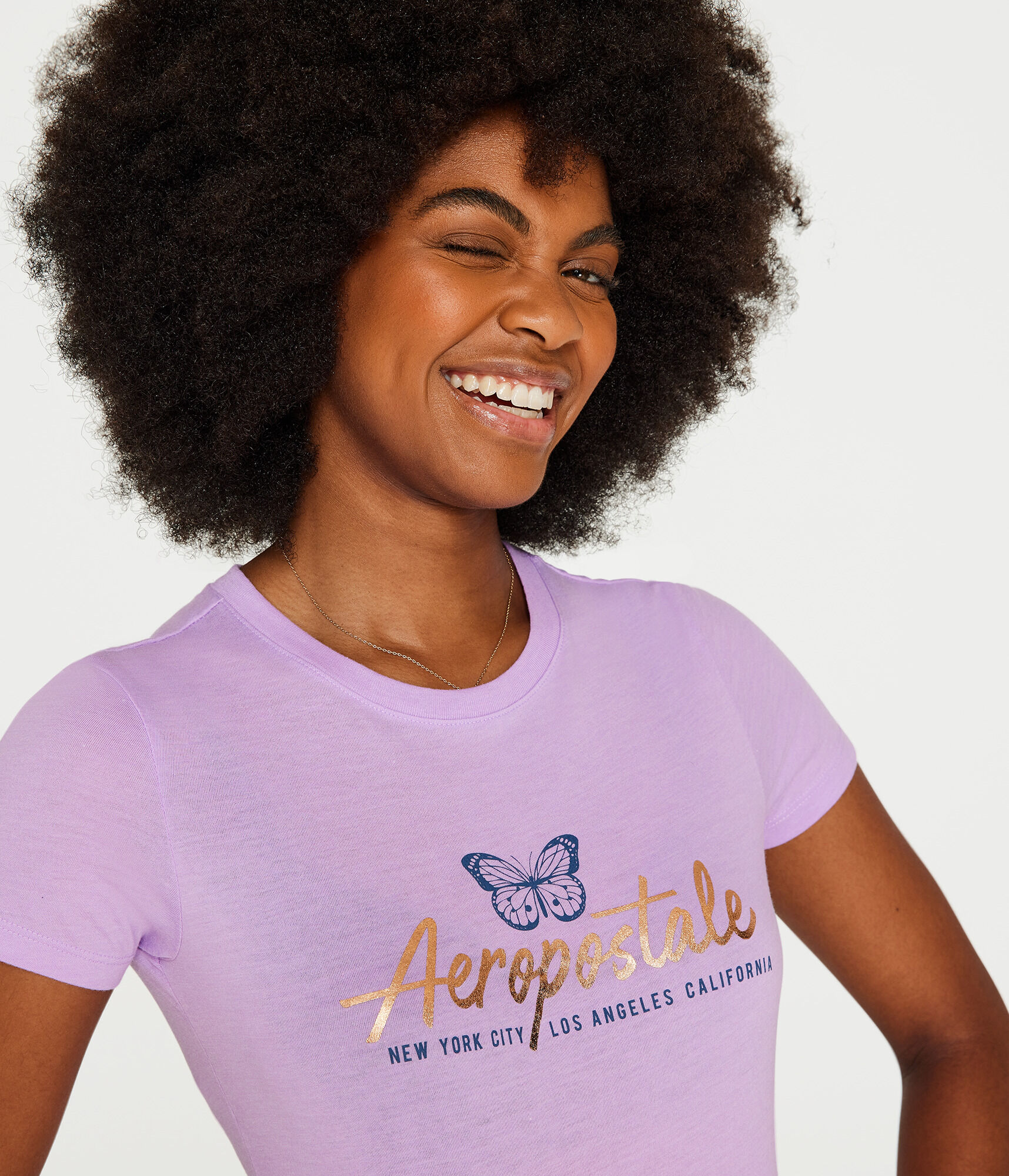 Aeropostale Butterfly Foil Graphic Tee