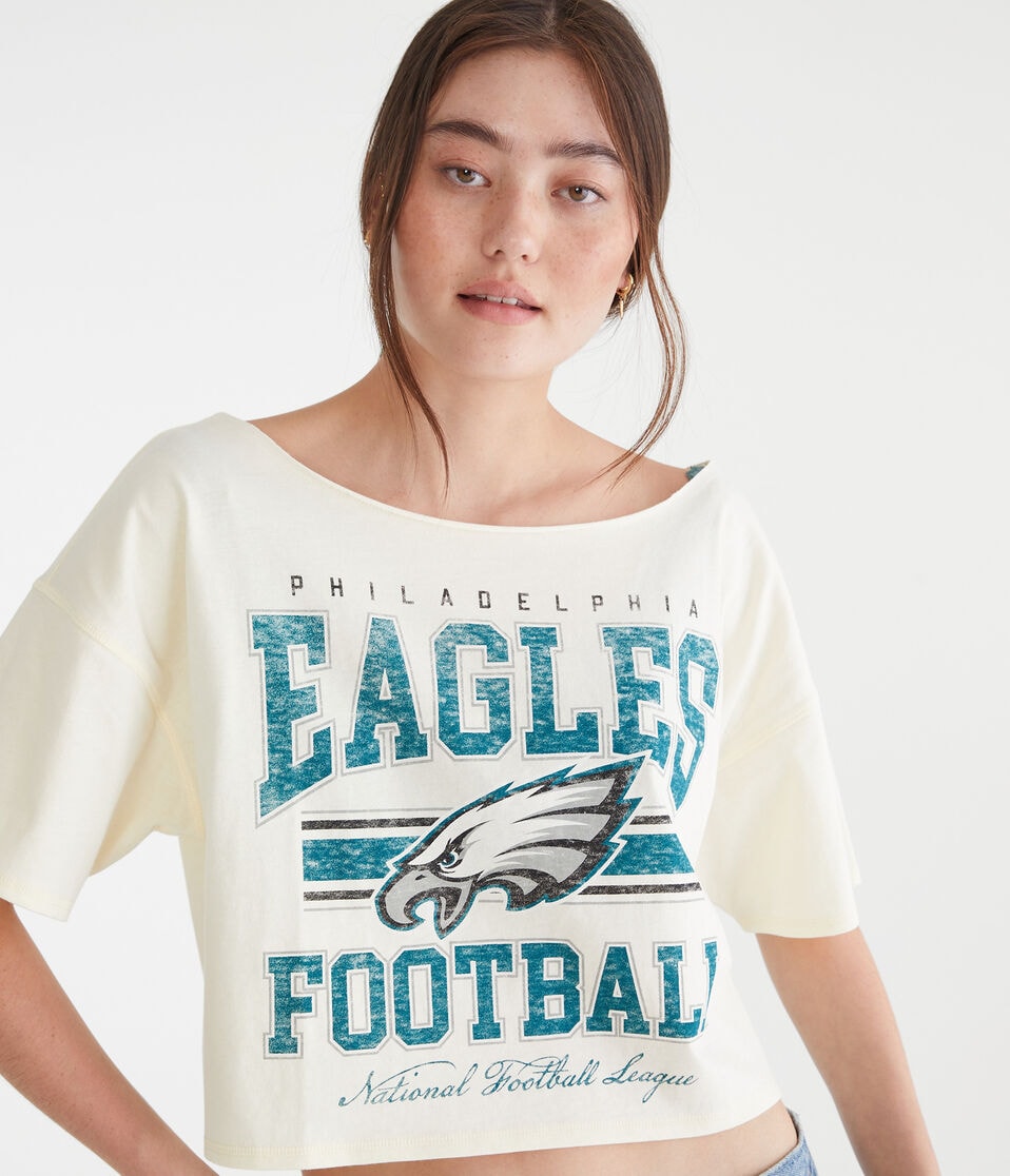 Philadelphia Eagles Cropped Off-The-Shoulder Graphic Tee