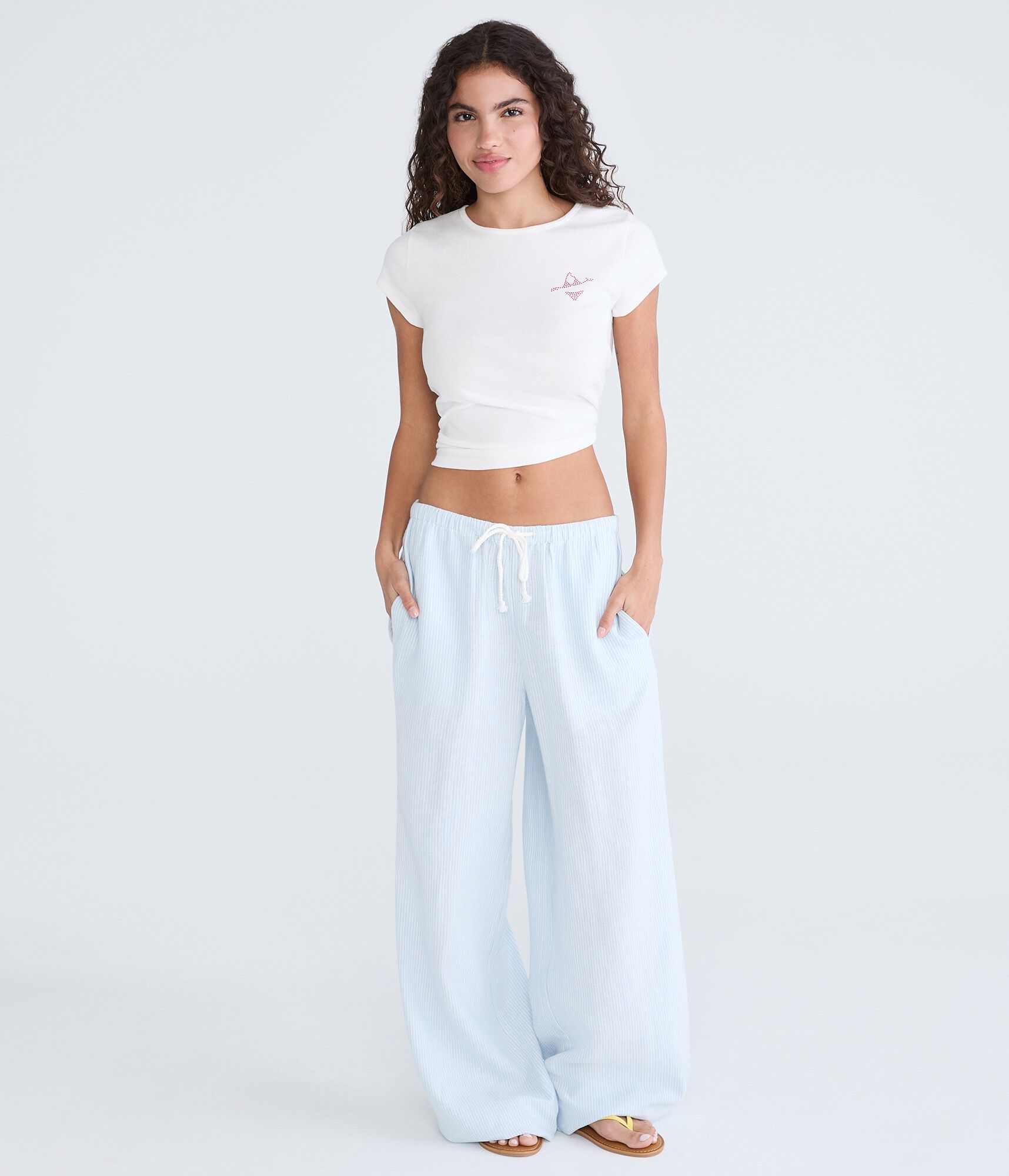 Striped Drawstring Linen Pants