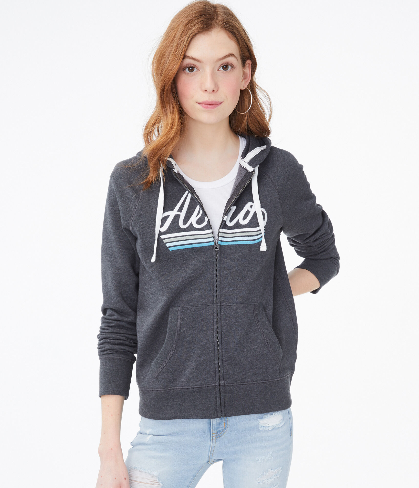 Color Stripe Logo Full-Zip Hoodie