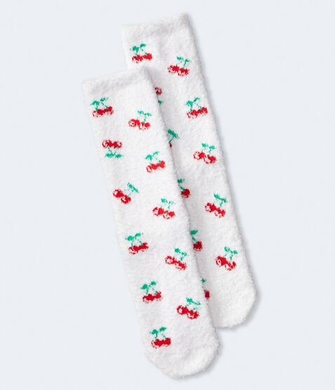 Cherries Fuzzy Crew Socks Cherries Fuzzy Crew Socks