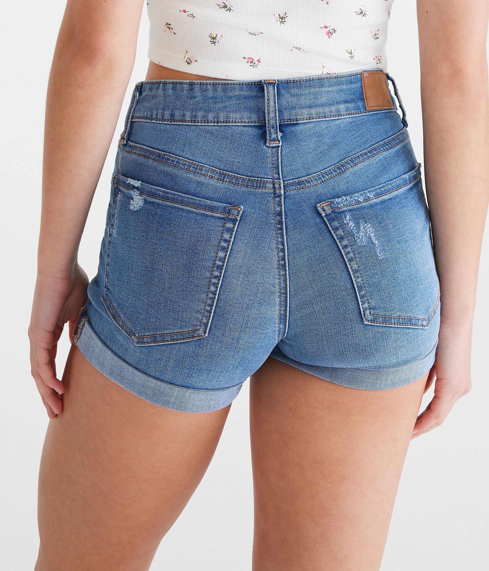 high rise midi shorts